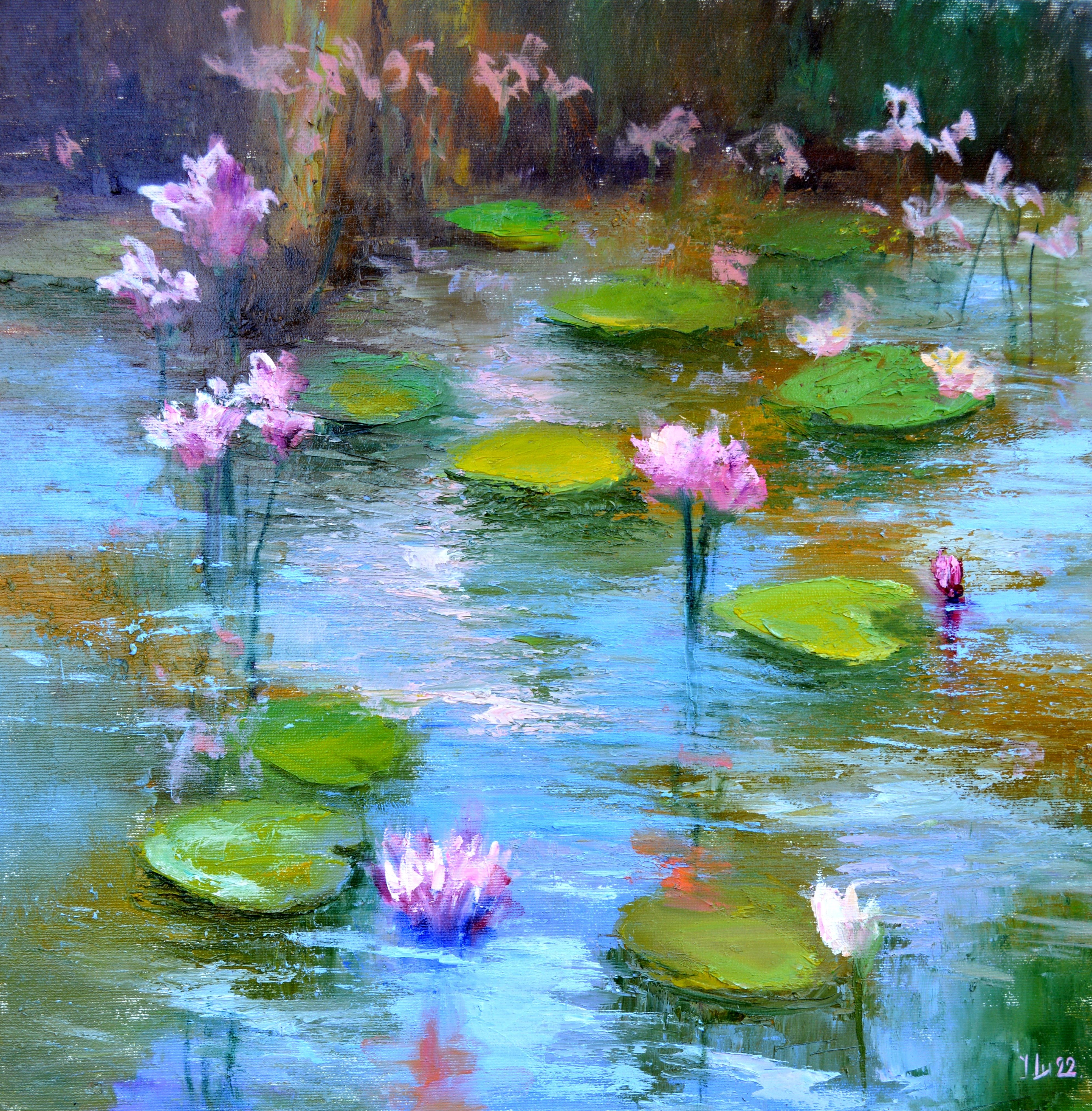Elena Lukina, Pond with pink lilies Elena Lukina, Pond with pink lilies