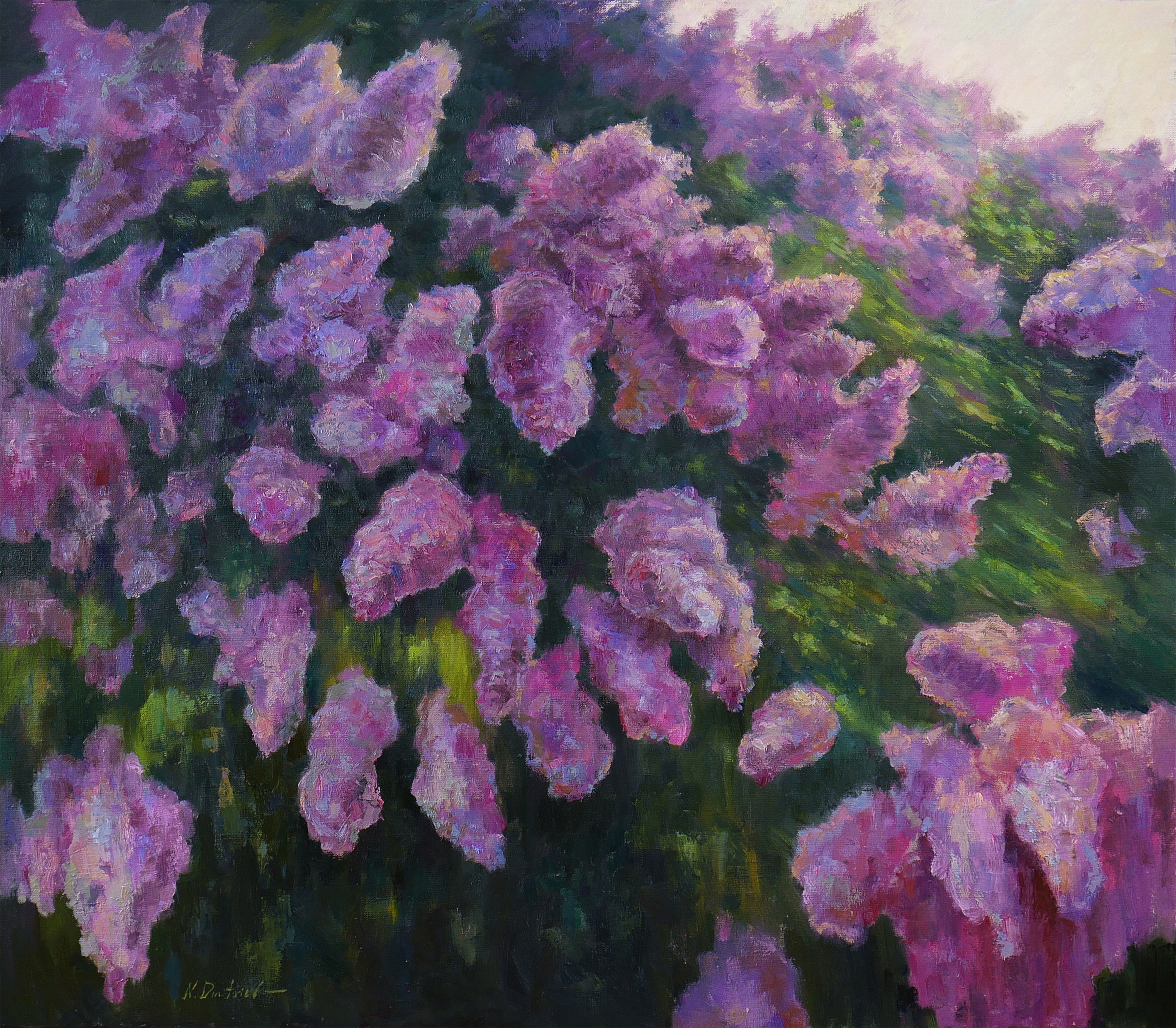 Nikolay Dmitriev, Lilacs fading into light - sunny floral painting Nikolay Dmitriev, Lilacs fading into light - sunny floral painting
