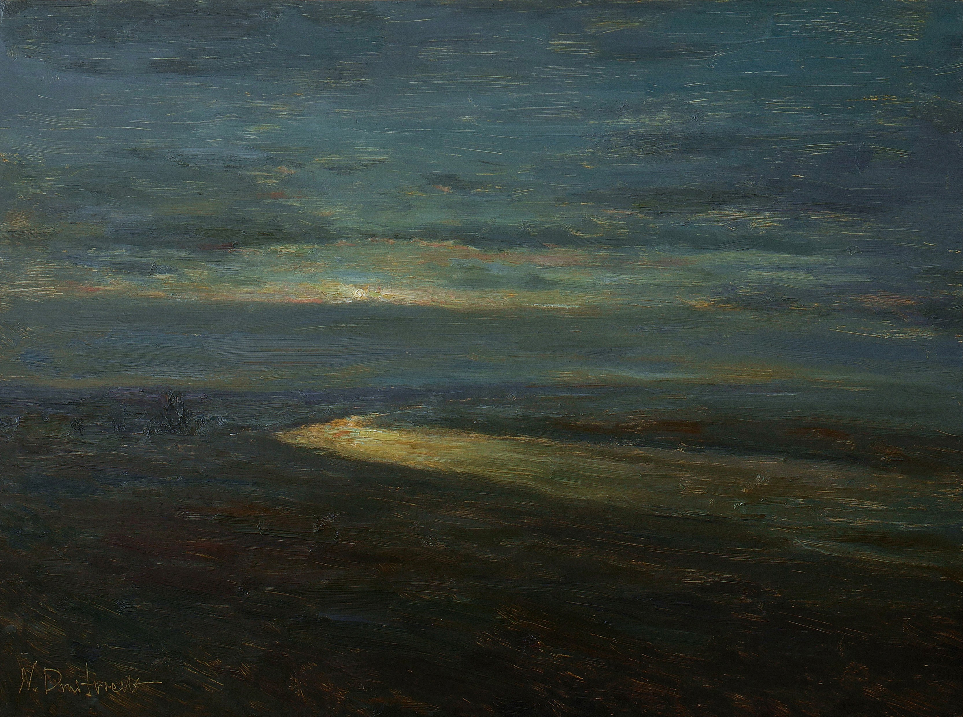 Nikolay Dmitriev, Silence - night landscape painting Nikolay Dmitriev, Silence - night landscape painting