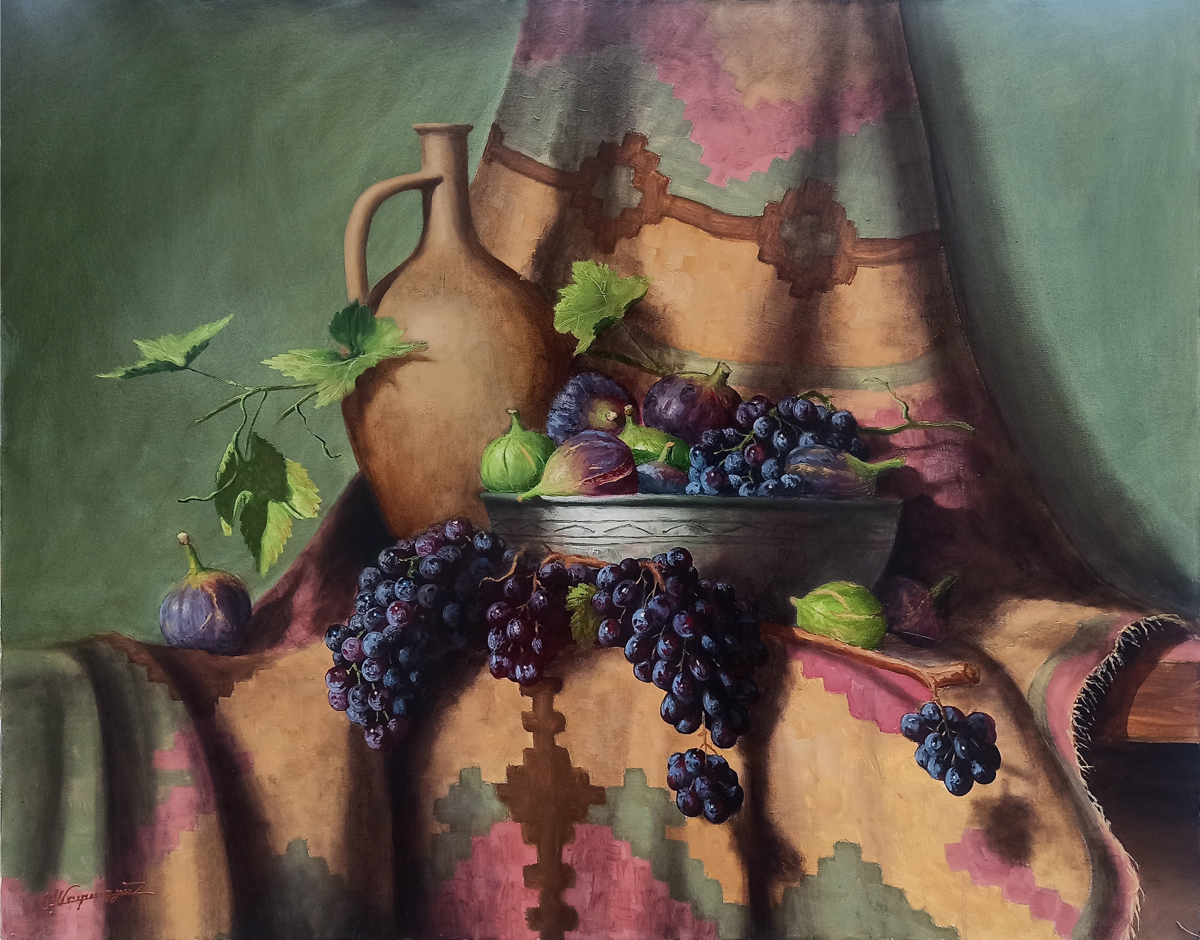 Arayik Murdaynan, Still life with figs and grapes Arayik Murdaynan, Still life with figs and grapes