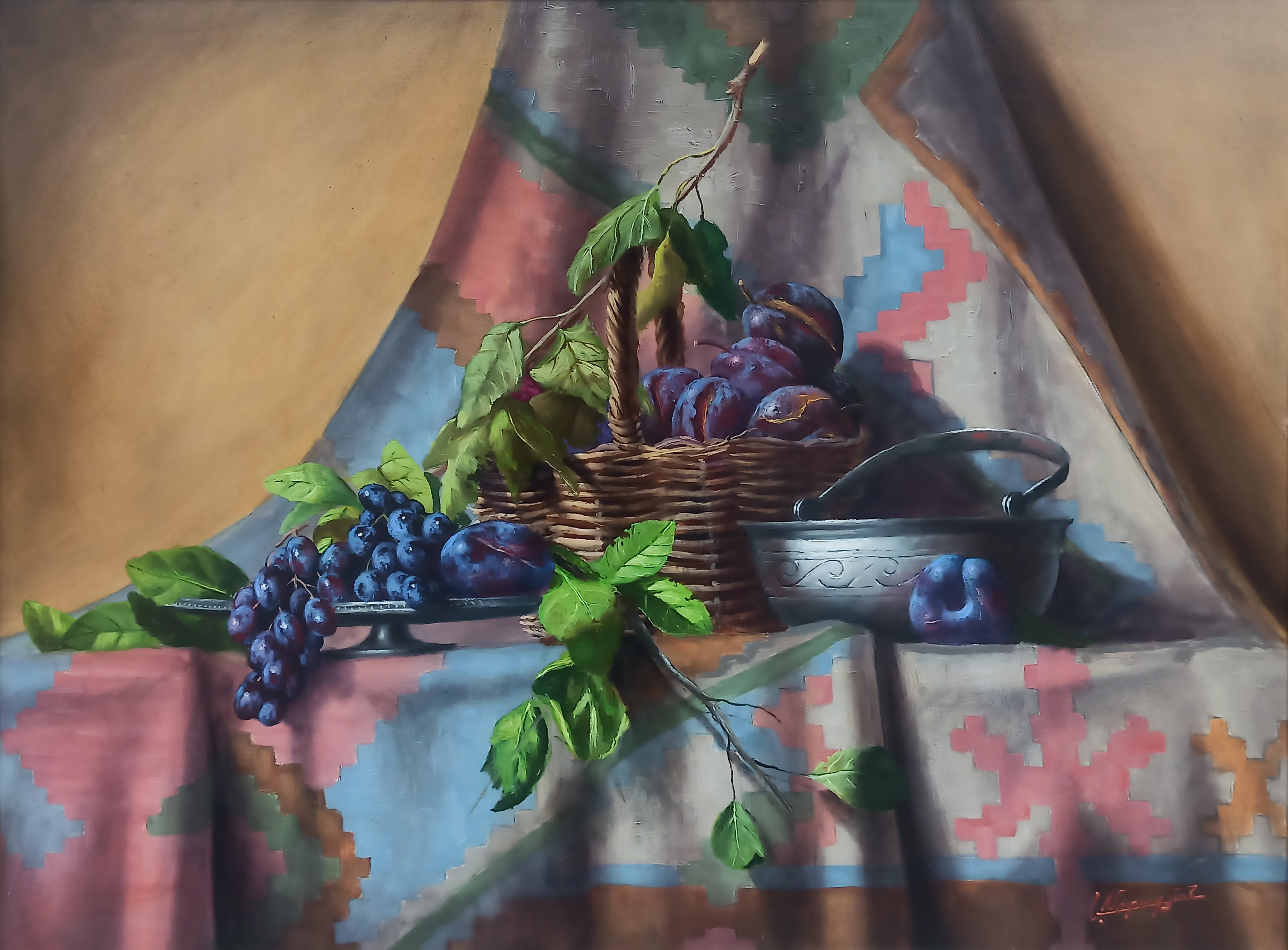 Arayik Murdaynan, Still life with plums and grapes Arayik Murdaynan, Still life with plums and grapes