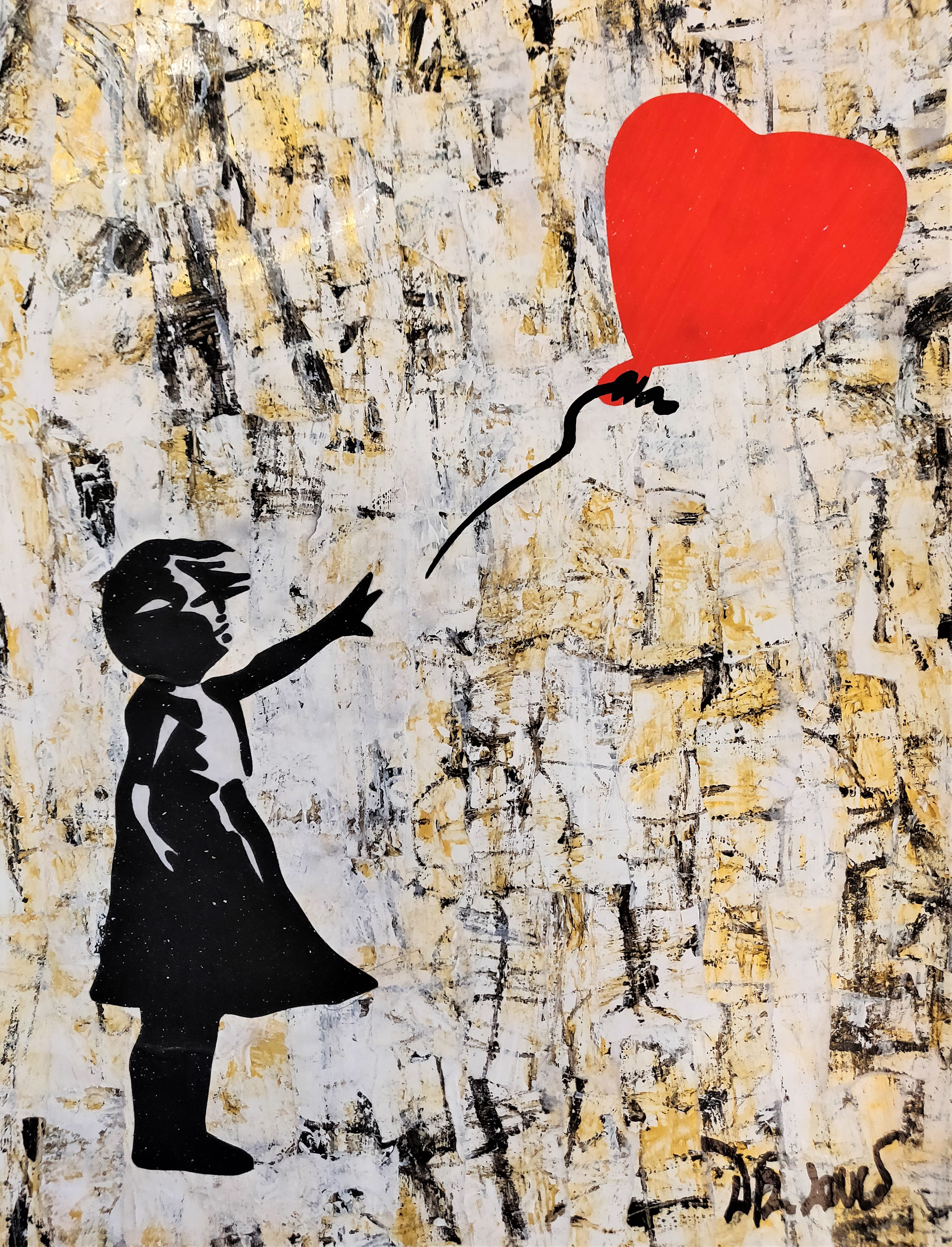 Dr. Love, Love and hope (gold) a tribute to Banksy Dr. Love, Love and hope (gold) a tribute to Banksy