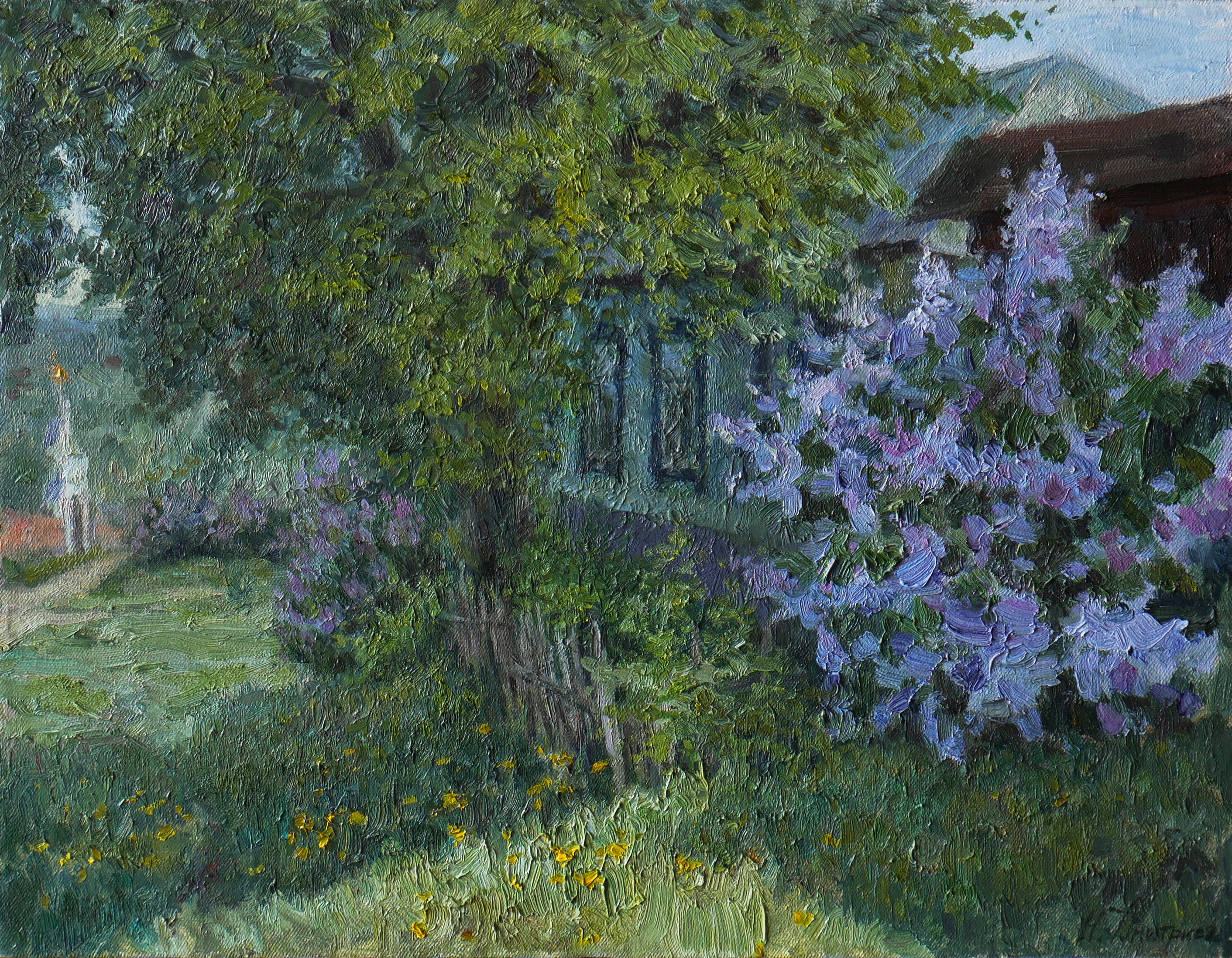 Nikolay Dmitriev, Blooming Lilacs - lilacs painting Nikolay Dmitriev, Blooming Lilacs - lilacs painting