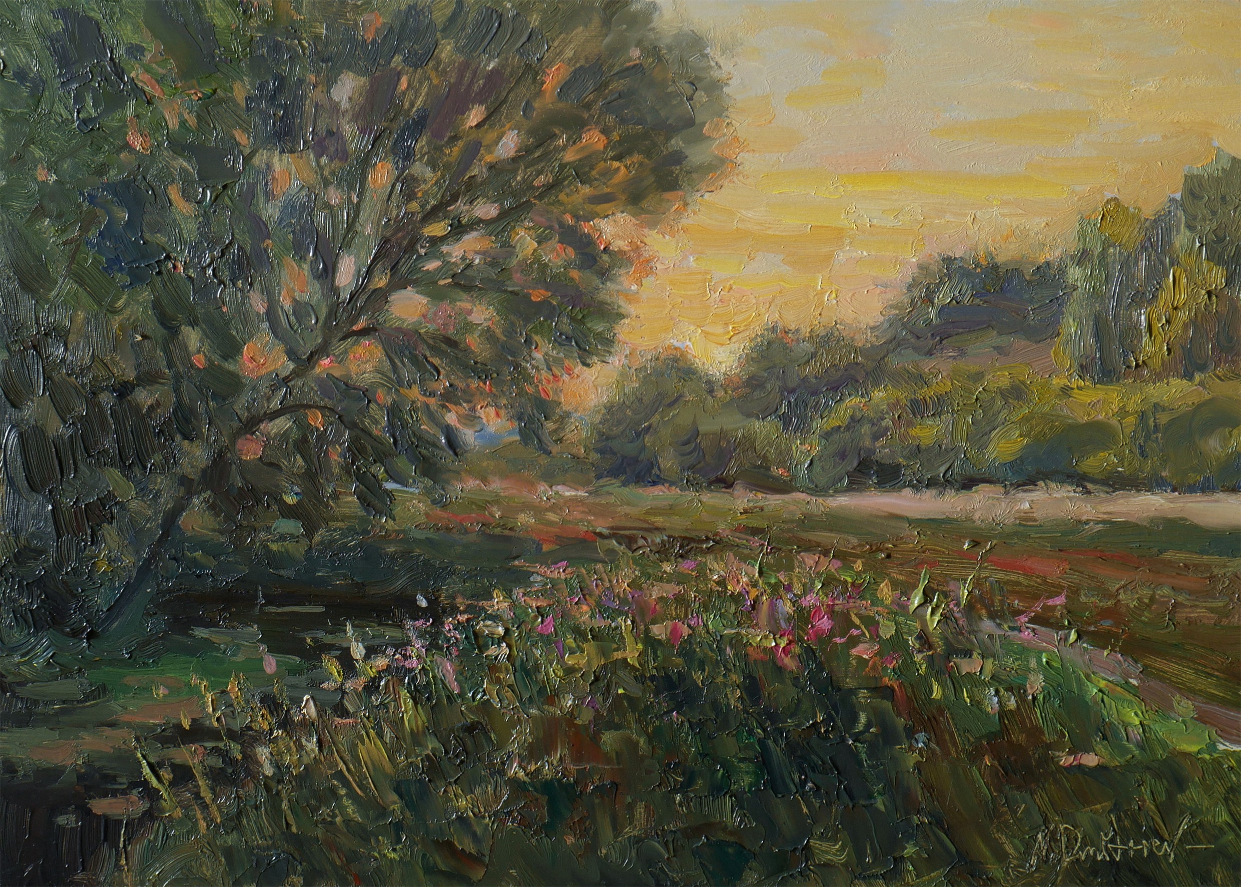 Nikolay Dmitriev, Sunset - summer landscape painting Nikolay Dmitriev, Sunset - summer landscape painting