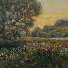 Sunset - summer landscape painting, Nikolay Dmitriev