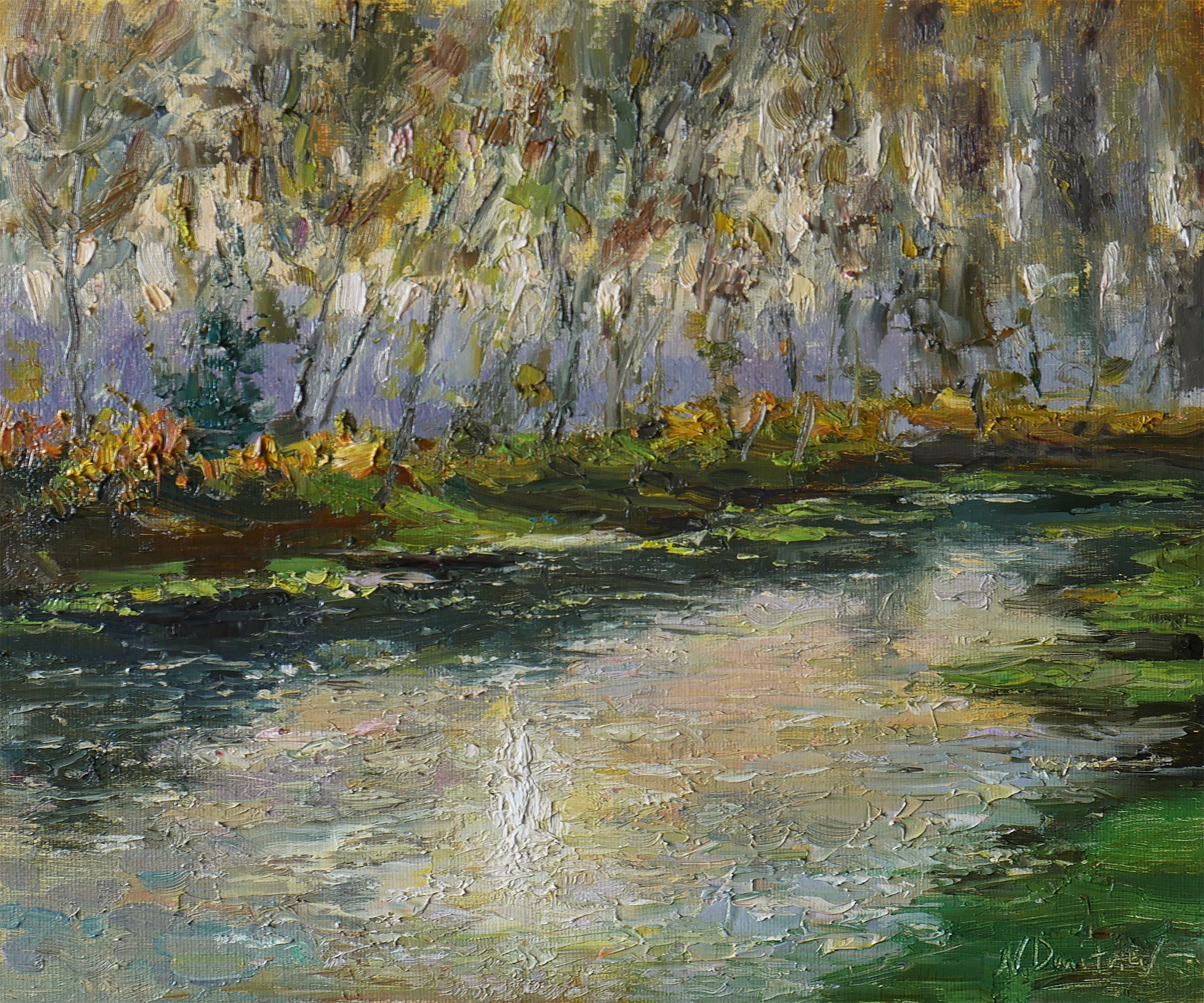 Nikolay Dmitriev, November Sunlight - original sunny landscape, painting Nikolay Dmitriev, November Sunlight - original sunny landscape, painting