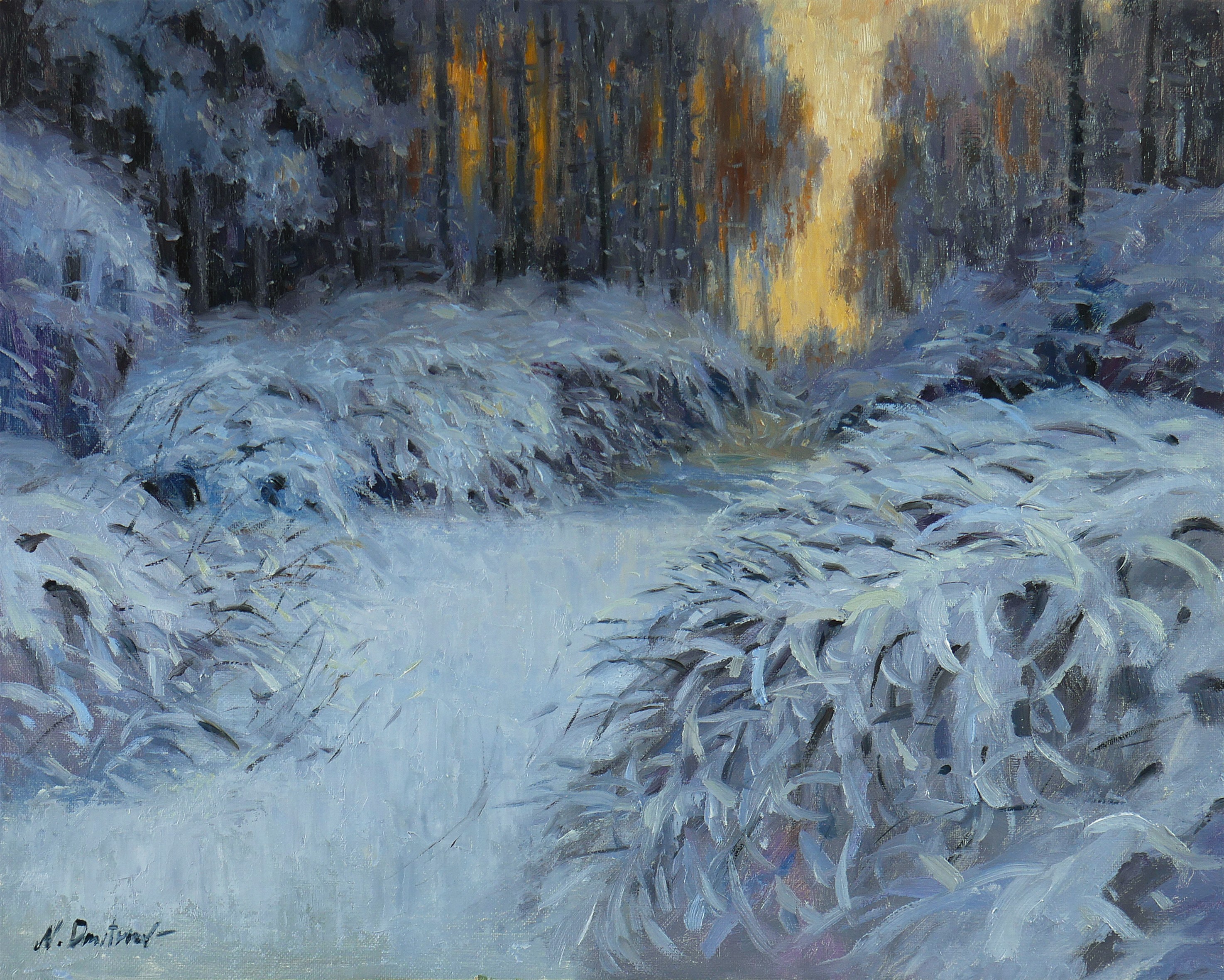 Nikolay Dmitriev, Winter Lace - original winter painting Nikolay Dmitriev, Winter Lace - original winter painting