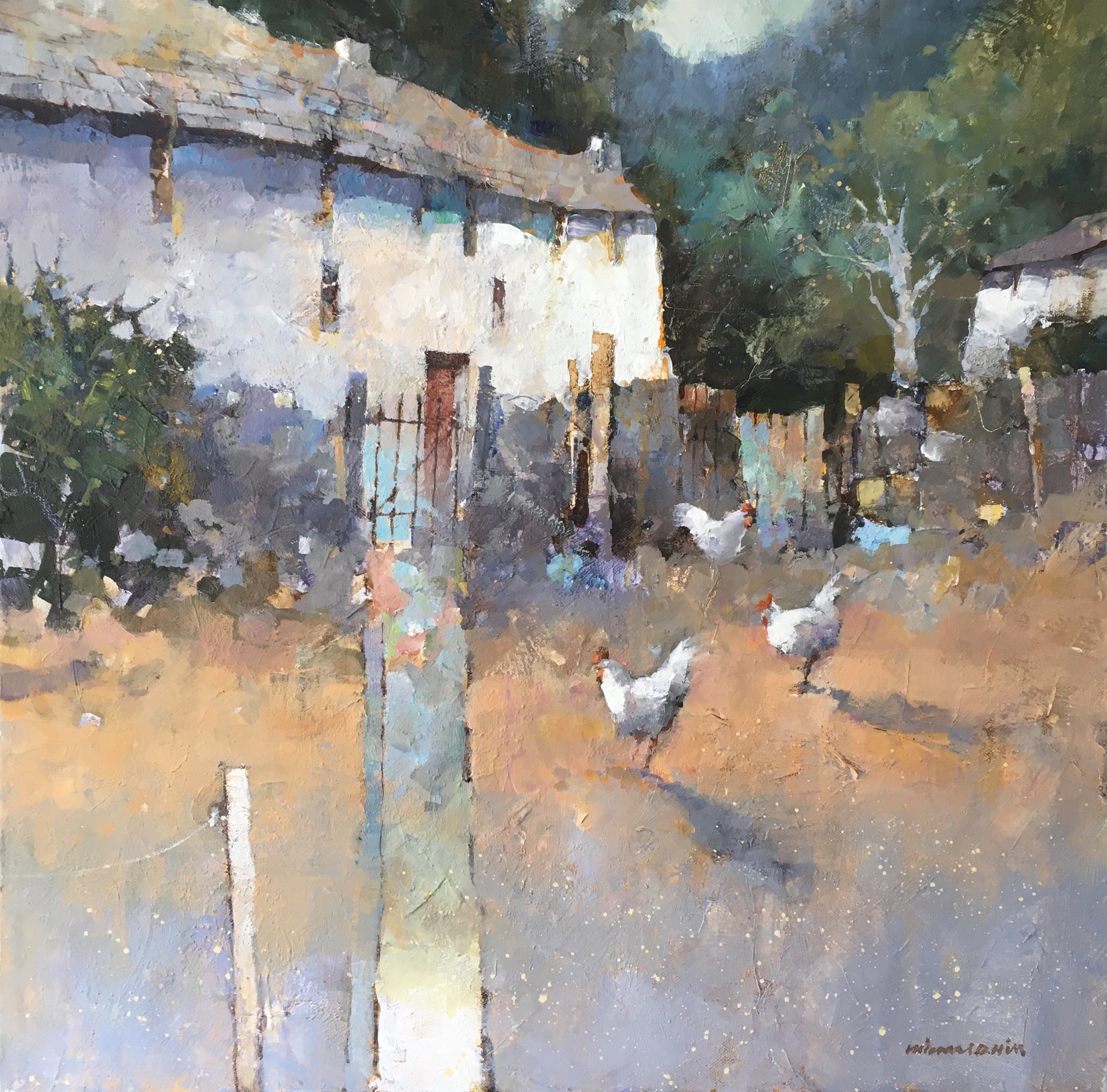 Michael Hill, Farmhouse with Chickens Michael Hill, Farmhouse with Chickens