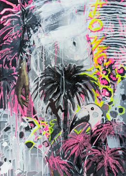Tropic love, neon painting, Olha Vlasova