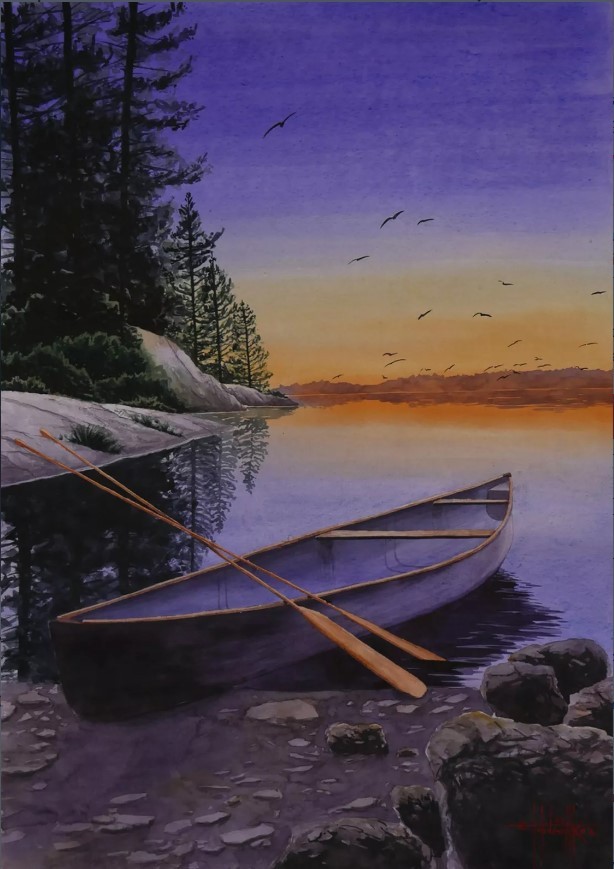 Eugene Gorbachenko, Canoe on the shore of the lake Eugene Gorbachenko, Canoe on the shore of the lake