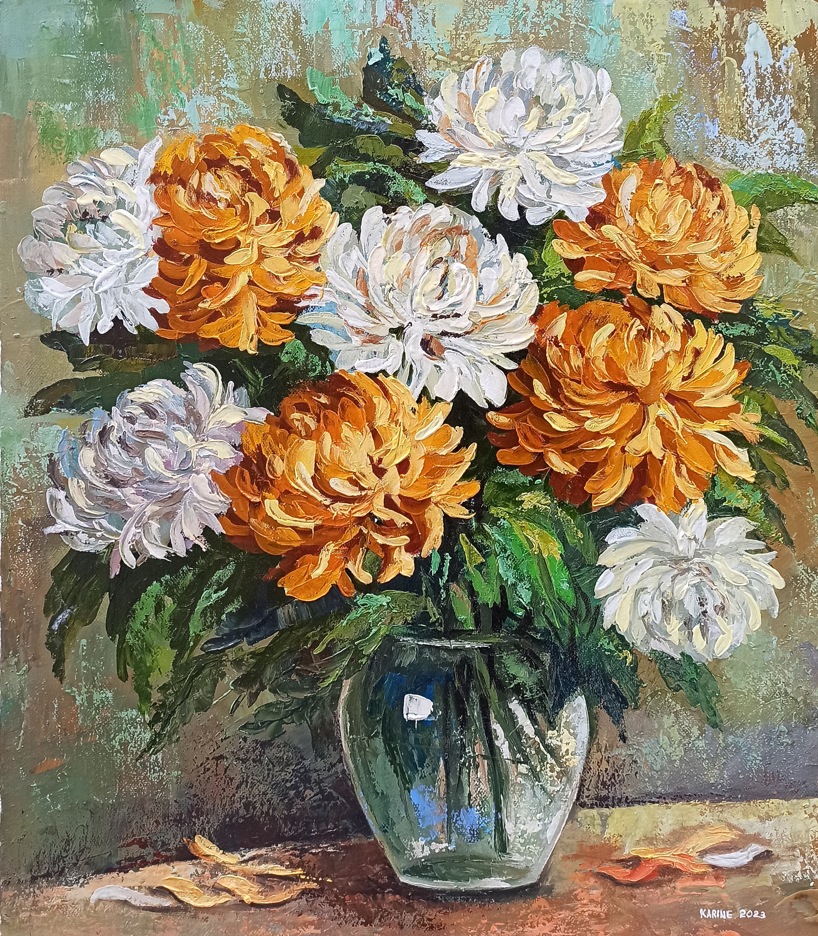 Karine Harutyunyan, Chrysanthemums in vase Karine Harutyunyan, Chrysanthemums in vase