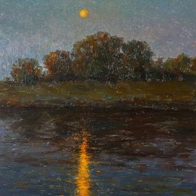 Twilight Over The Sosna River - river landscape painting, Nikolay Dmitriev