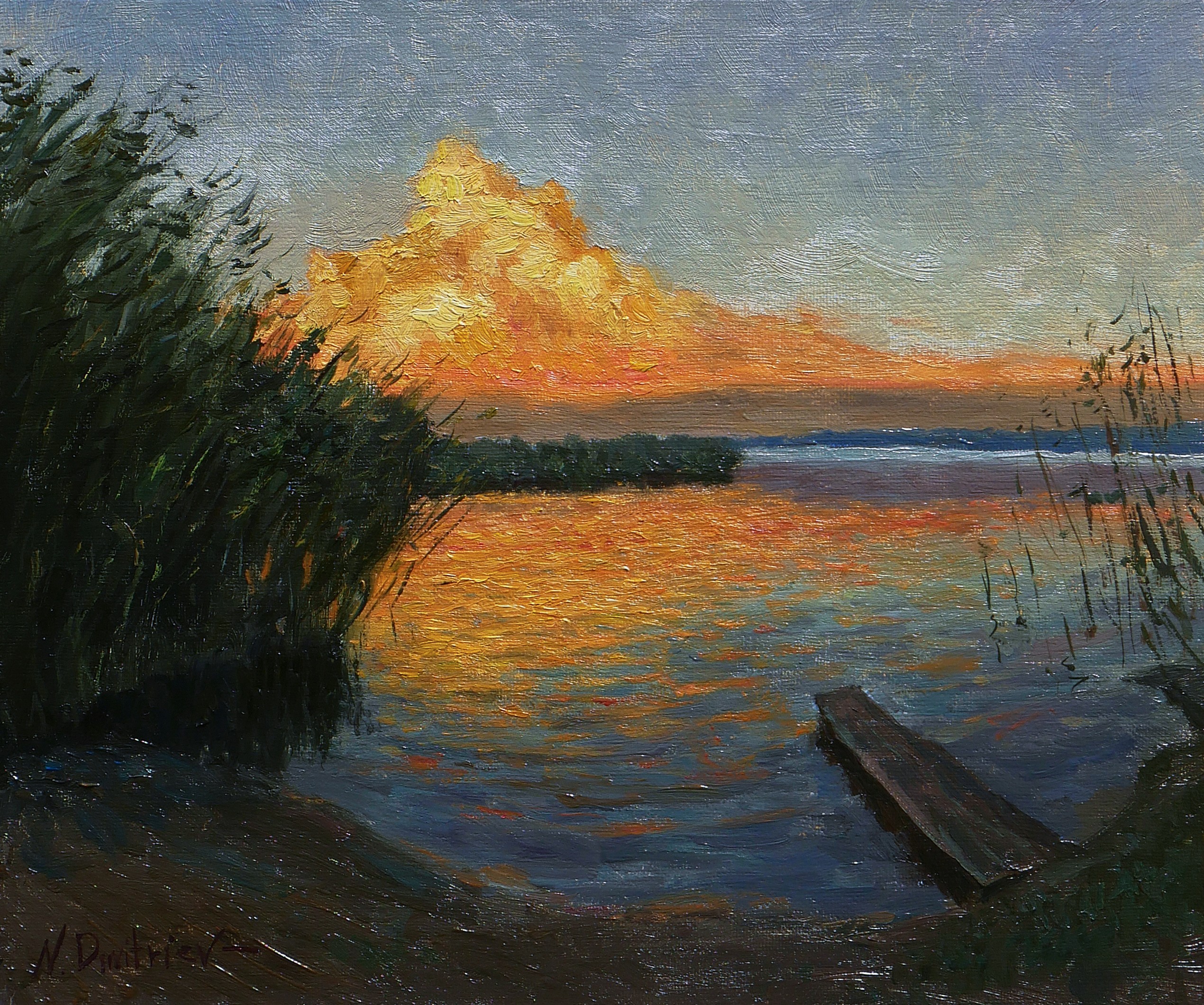 Nikolay Dmitriev, Behind The Cloud - original sunny landscape, painting Nikolay Dmitriev, Behind The Cloud - original sunny landscape, painting