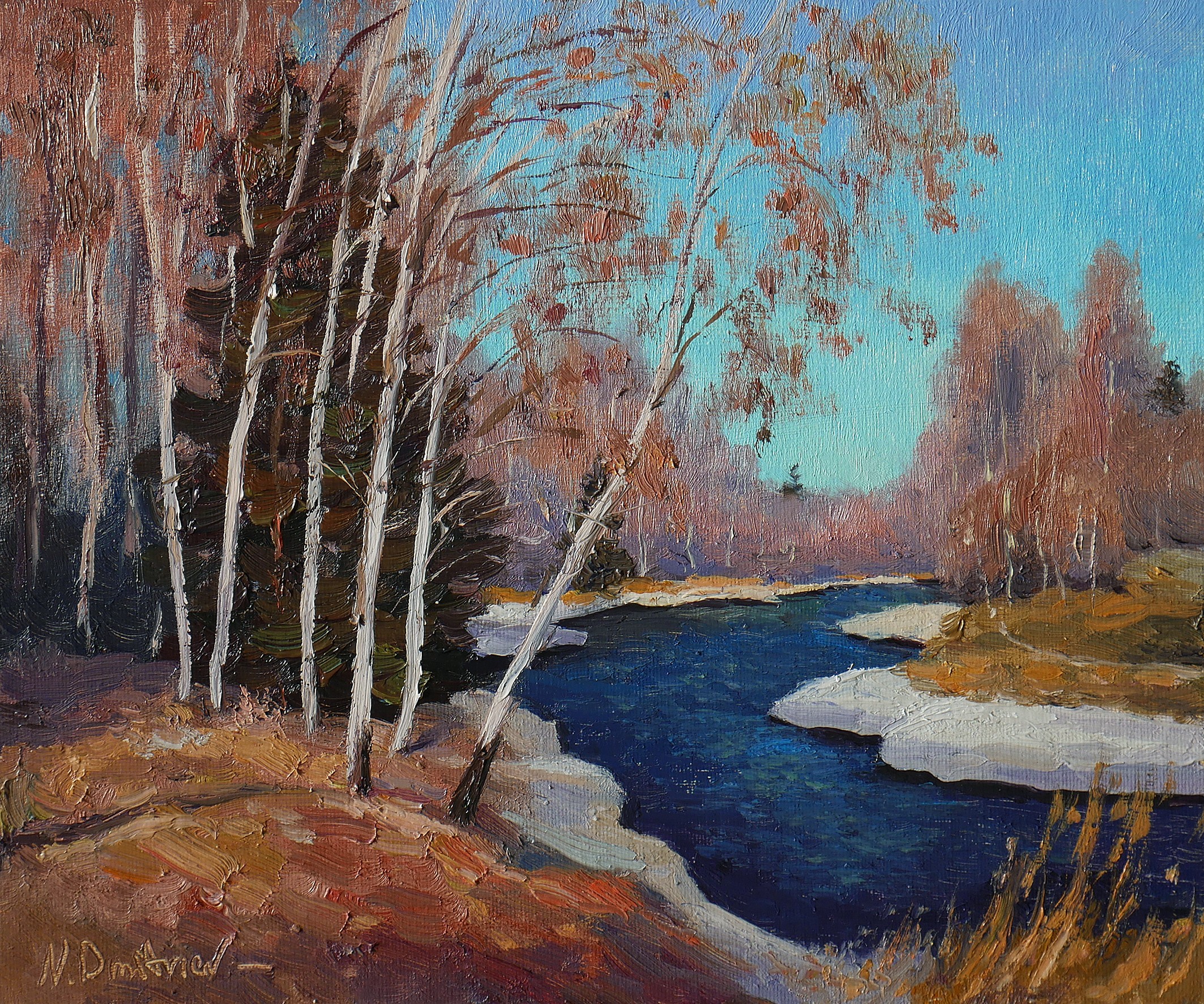 Nikolay Dmitriev, Sunny Early Spring - original landscape Nikolay Dmitriev, Sunny Early Spring - original landscape