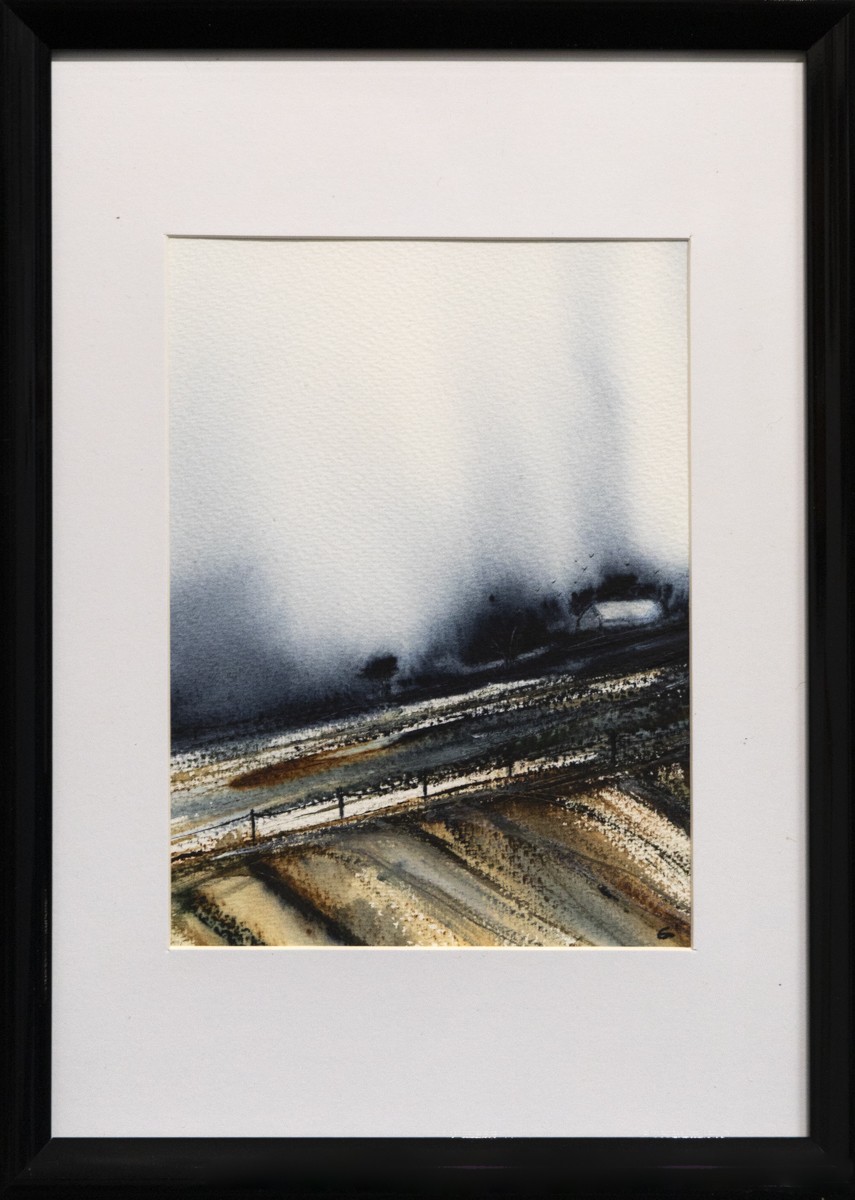 Em' aquarelle, Sur le chemin - Paysage de campagne et sa petite maison Em' aquarelle, Sur le chemin - Paysage de campagne et sa petite maison