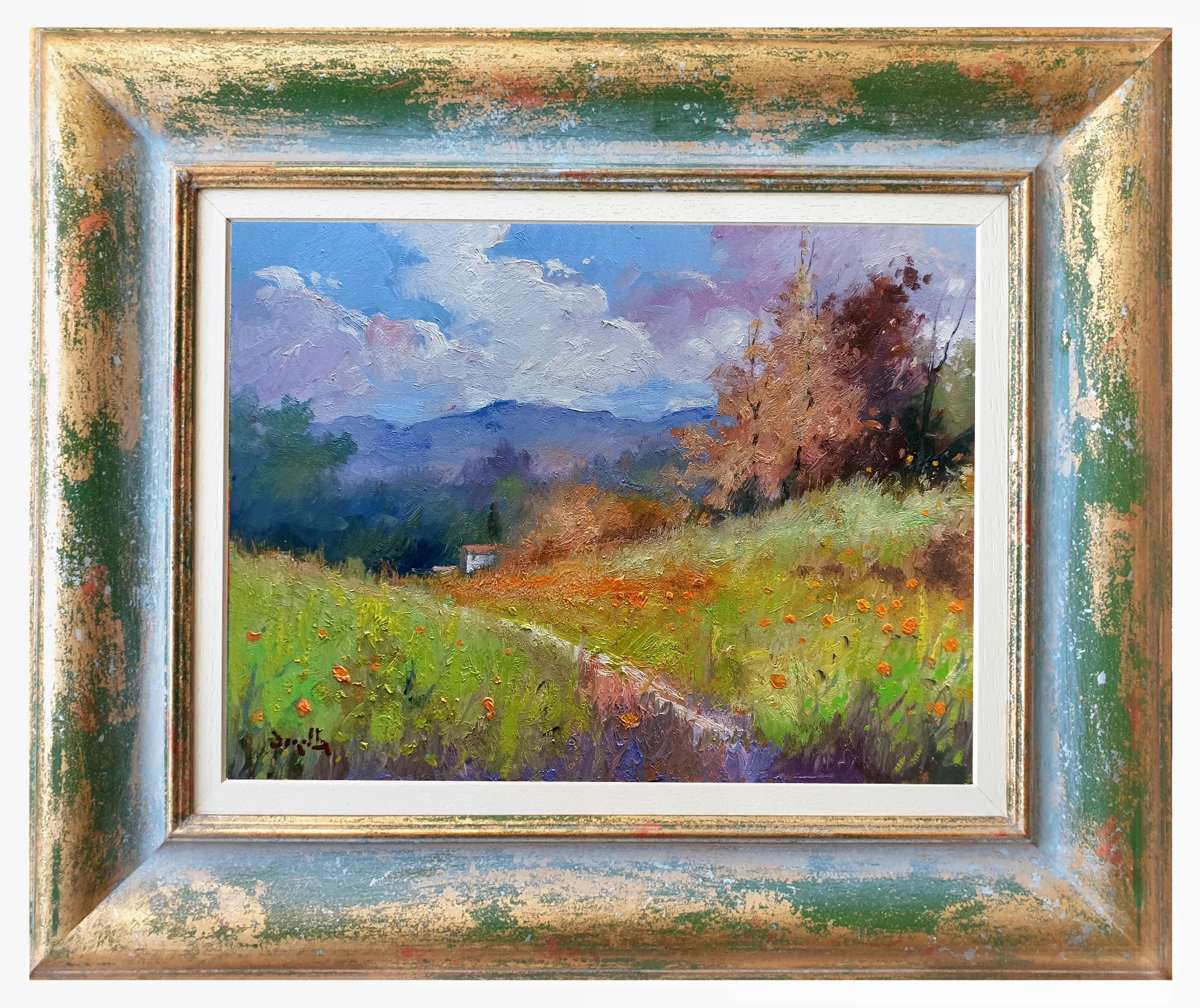 Andrea Borella, Path countryside - Tuscany landscape painting & frame Andrea Borella, Path countryside - Tuscany landscape painting & frame