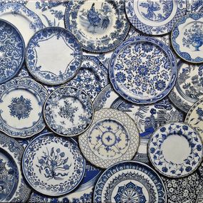 Painting, Blue Plate Obsession, Margaret Horvat