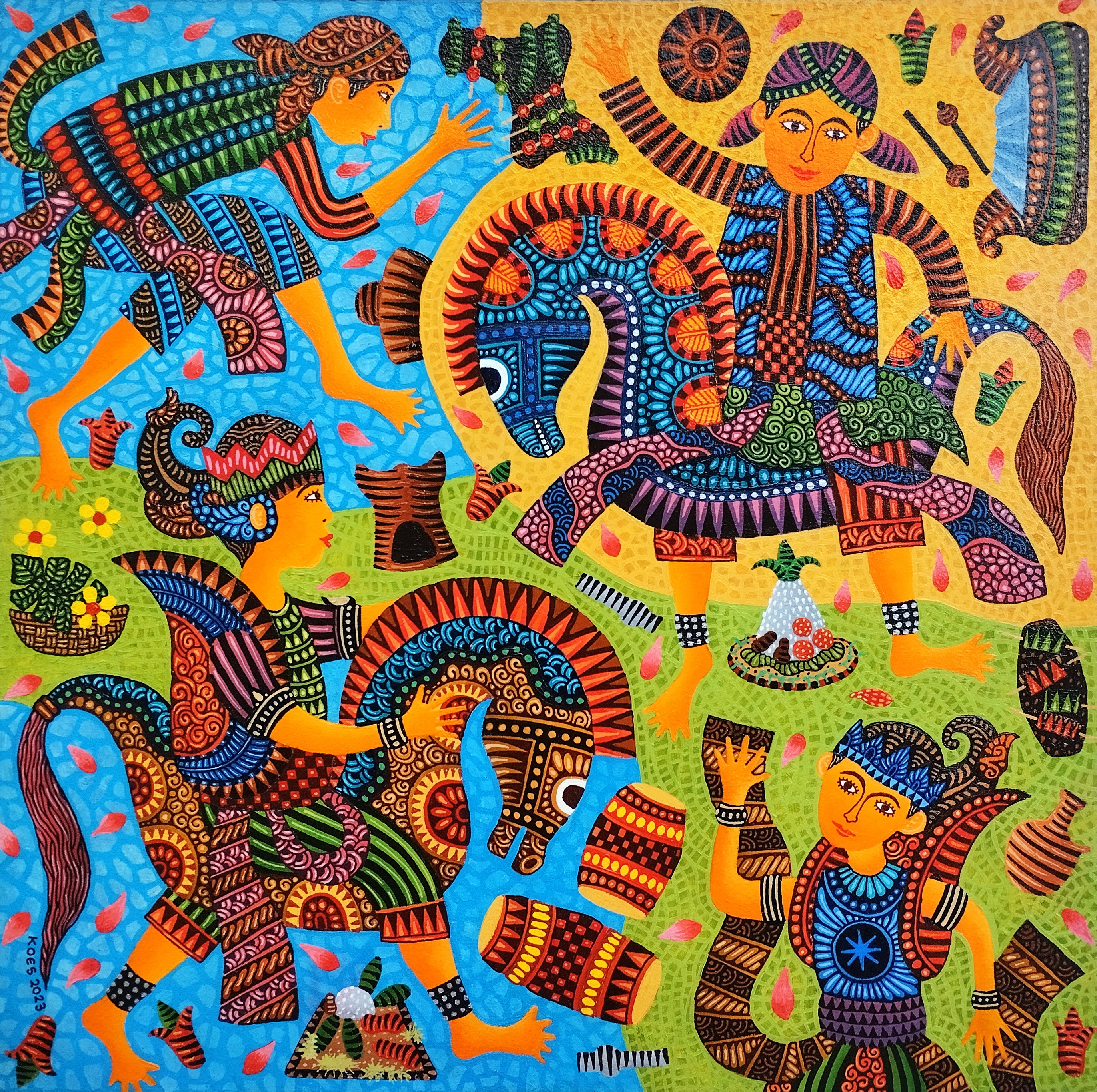 Kusbudiyanto, Lukisan 1, Jathilan, Woven Bamboo Horse Dance, Series 1 Kusbudiyanto, Lukisan 1, Jathilan, Woven Bamboo Horse Dance, Series 1