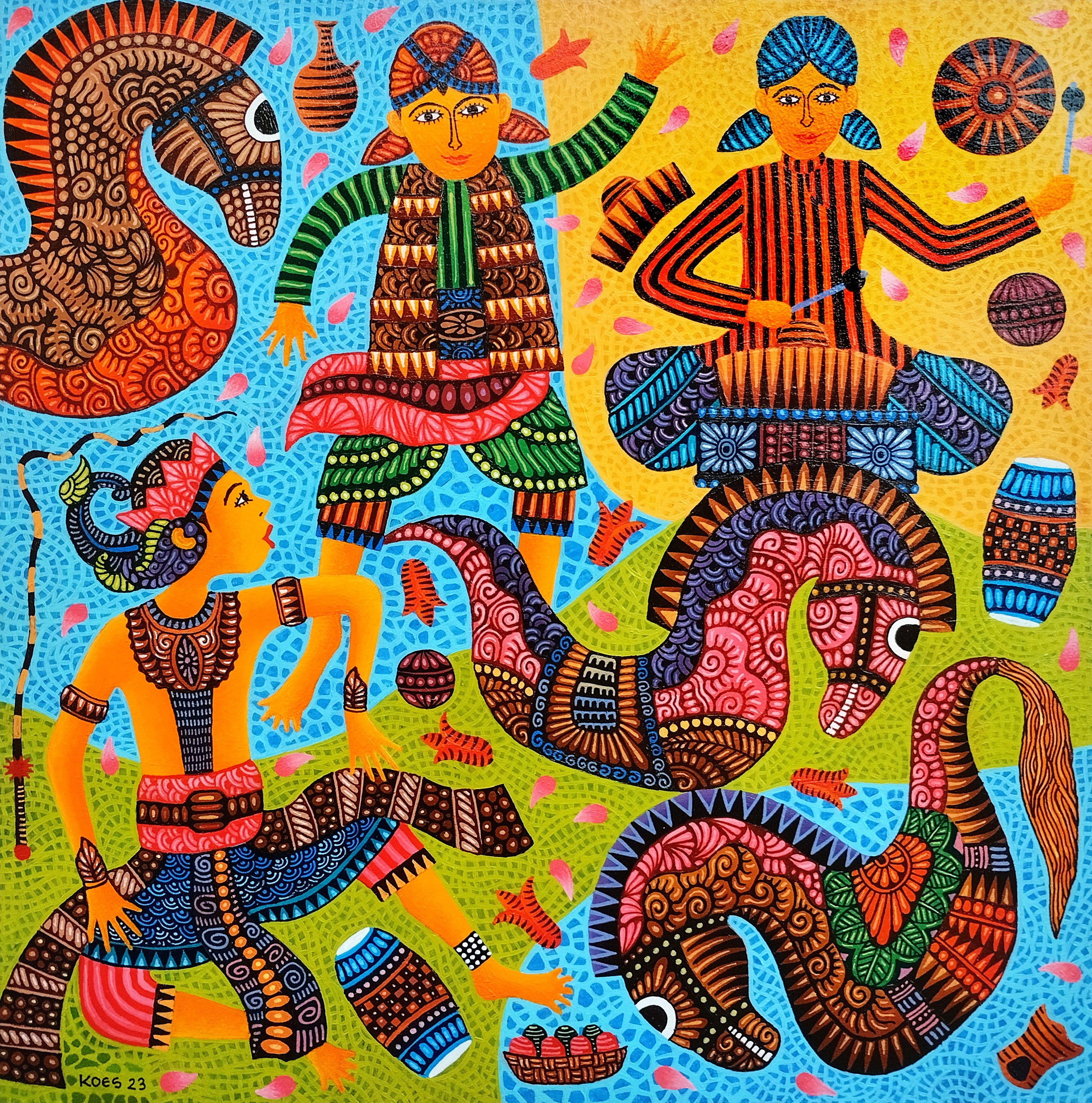Kusbudiyanto, Lukisan 2, Jathilan, Woven Bamboo Horse Dance, Series 1 Kusbudiyanto, Lukisan 2, Jathilan, Woven Bamboo Horse Dance, Series 1