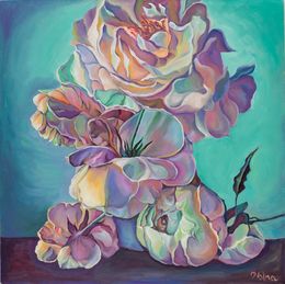 Peinture, Turquoise bouquet, Olga Volna