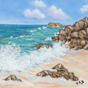 Peinture, Rivage - Paysage de bord de mer et tumulte de l'océan, Isabelle Alberge