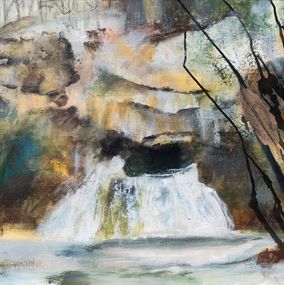 Gemälde, La Source de La Loue - Grotte et cascade - série Paysage de montagne, Anne-Marie Renno