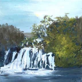 Peinture, La Krka - rivière et cascade - série Paysage de Croatie, Danièle Badet