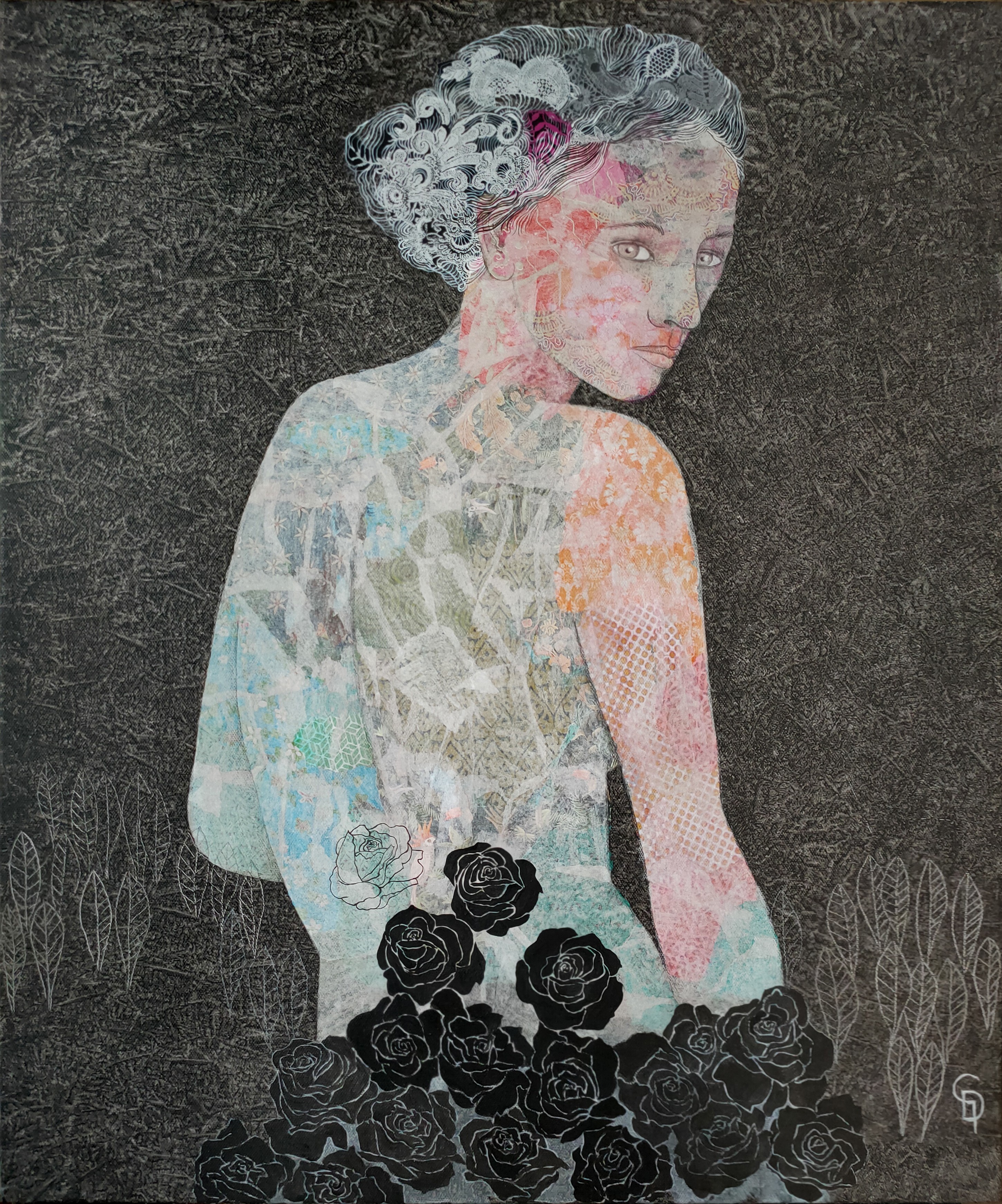 Cécile Duchêne-Malissin, Girl and roses III Cécile Duchêne-Malissin, Girl and roses III