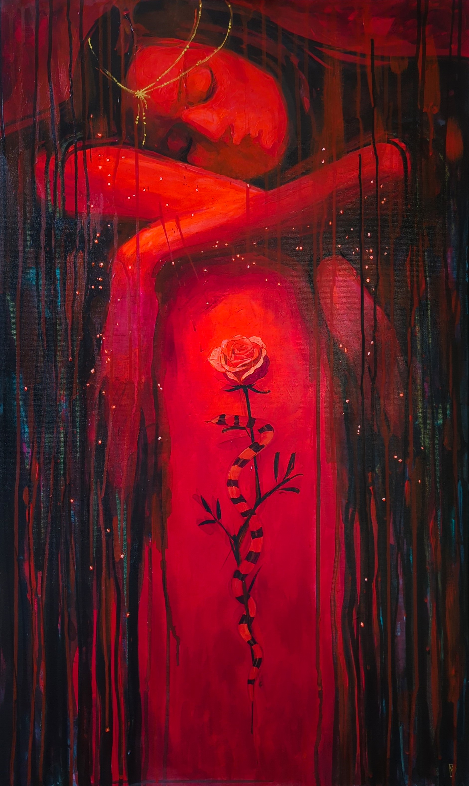 Olha Vlasova, Dream - figurative neon painting Olha Vlasova, Dream - figurative neon painting