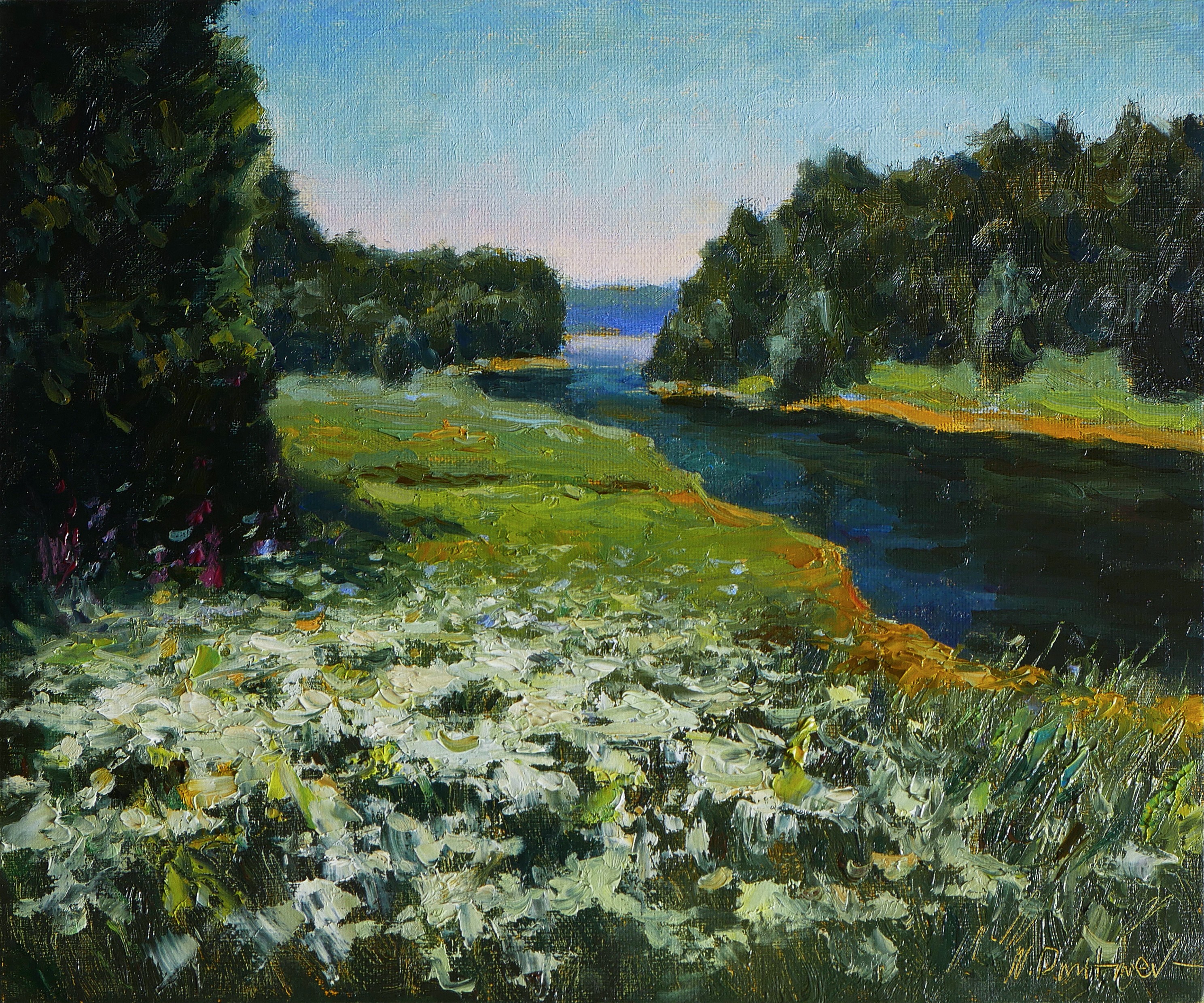 Nikolay Dmitriev, July Day - original sunny landscape, painting Nikolay Dmitriev, July Day - original sunny landscape, painting