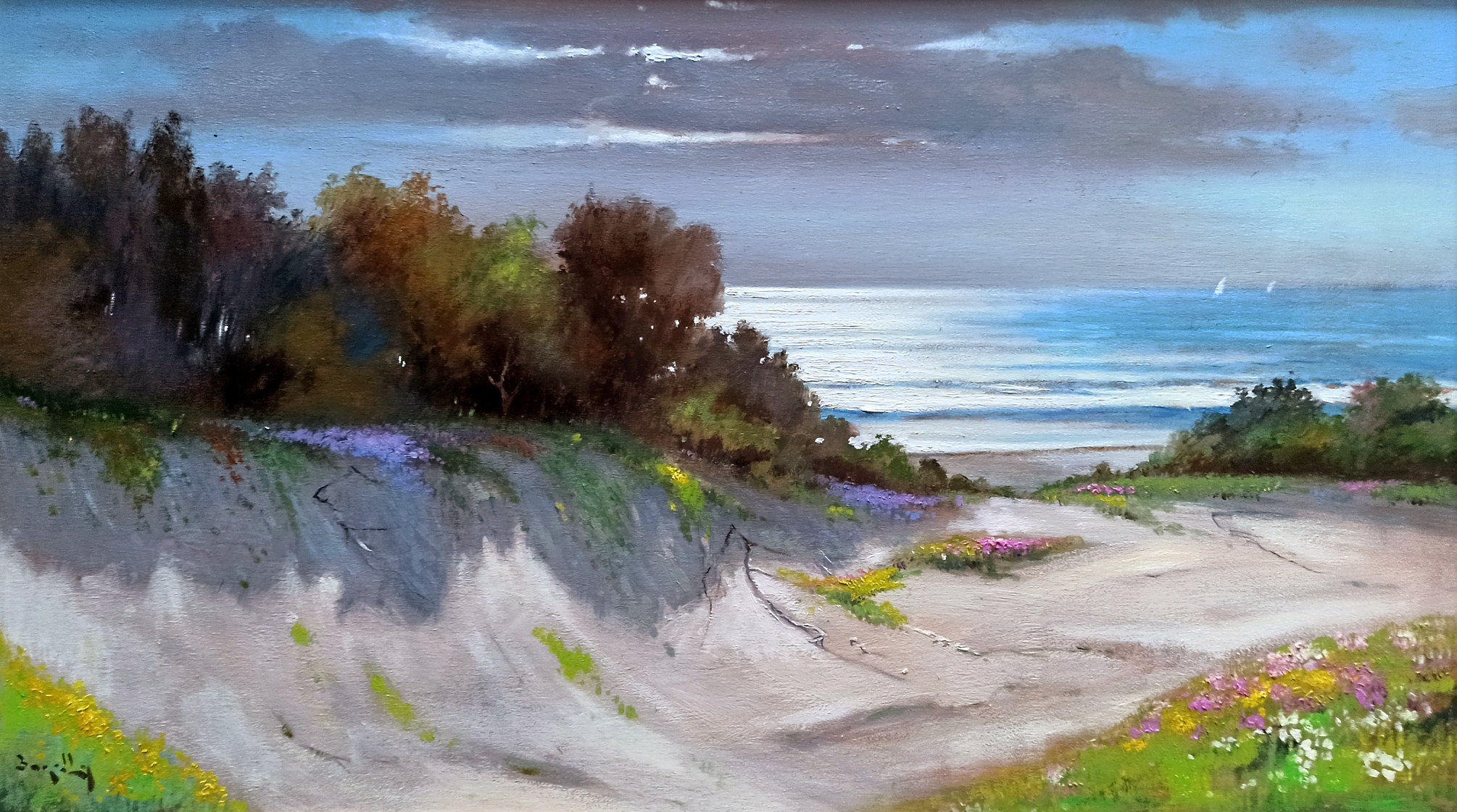 Andrea Borella, Late afternoon - Italian sea painting Andrea Borella, Late afternoon - Italian sea painting