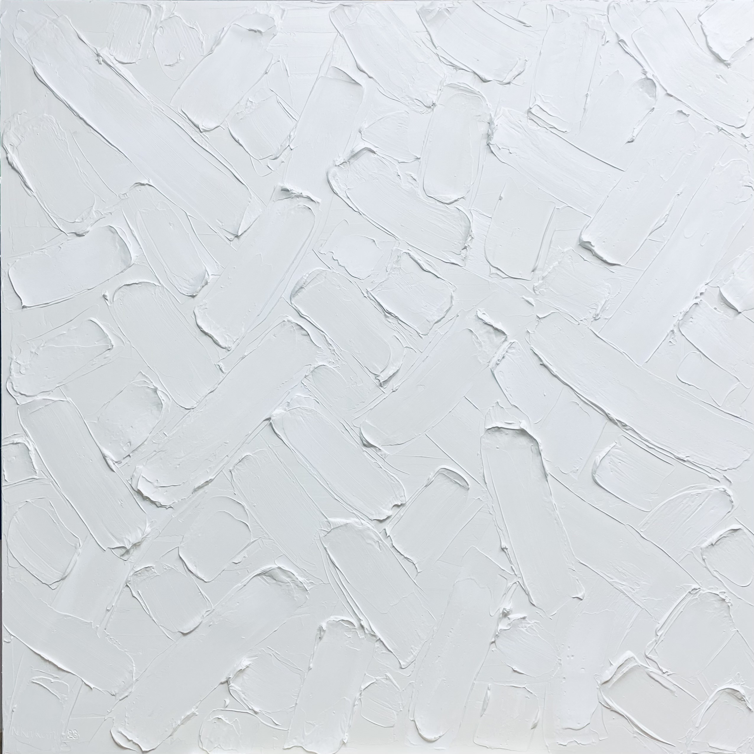 Nataliia Krykun, White stripes - 3d textured, plaster Nataliia Krykun, White stripes - 3d textured, plaster