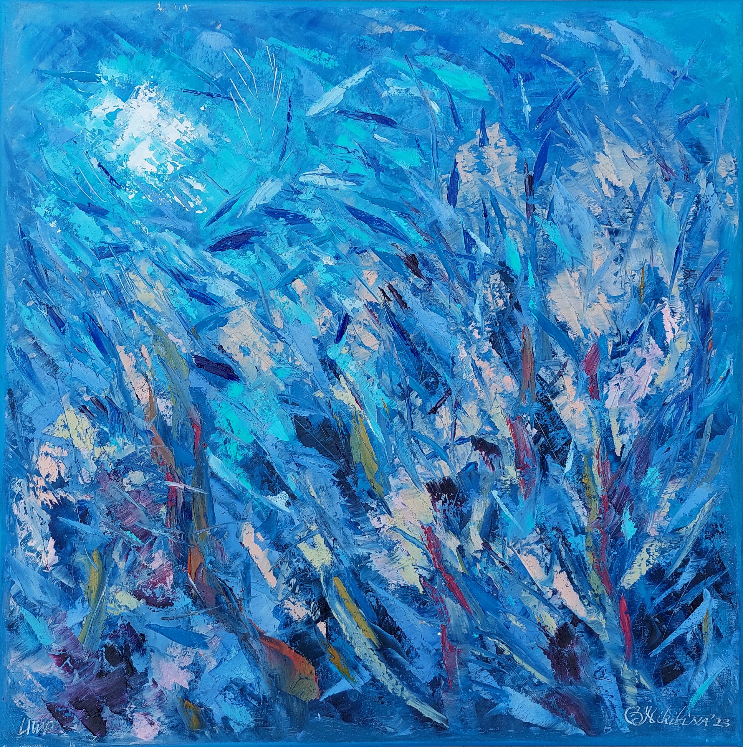 Olga Nikitina, Soft Corals Underwater painting was created underwater at the depth of 7 m Olga Nikitina, Soft Corals Underwater painting was created underwater at the depth of 7 m