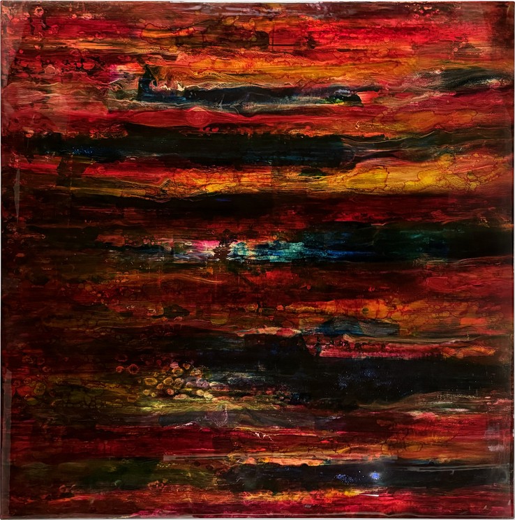 Red Gold Black Art, Gold Leaf Painting Abstract Gold Leaf Large