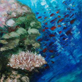 Pintura, Tropical Coral Reef Underwater painting was made underwater at the depth of 8 meters, Olga Nikitina