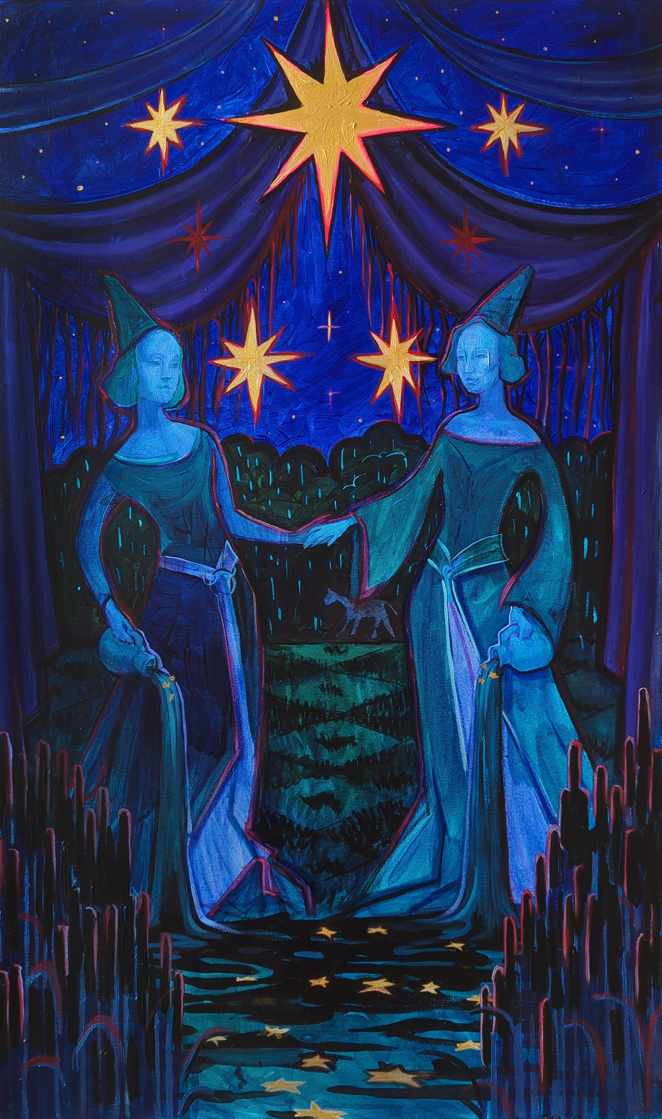Olha Vlasova, The Star, tarot painting Olha Vlasova, The Star, tarot painting
