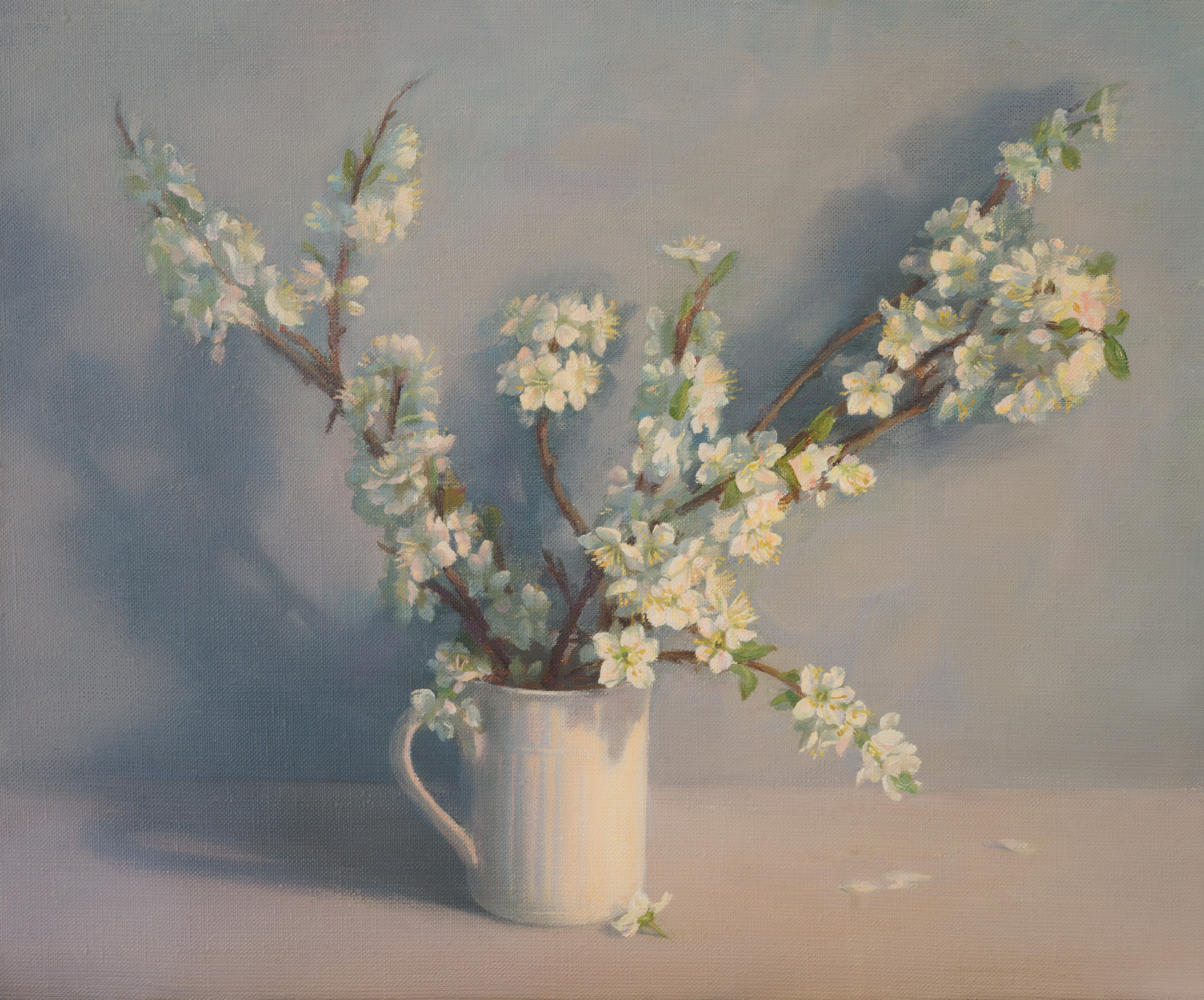 Irina Trushkova, Flowering branches in a white mug Irina Trushkova, Flowering branches in a white mug