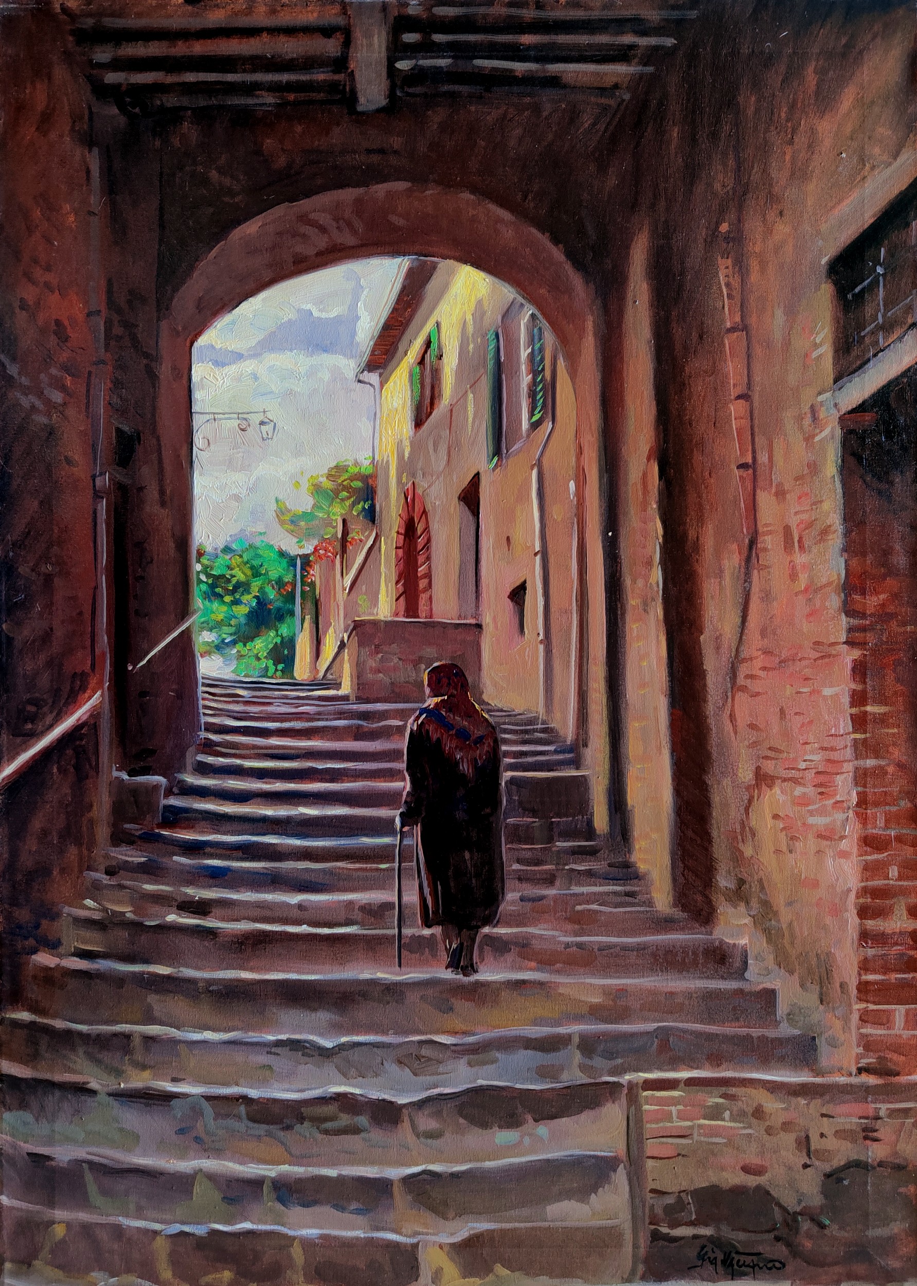 Giacomo Vaccaro, Montalcino alley - Tuscany painting Giacomo Vaccaro, Montalcino alley - Tuscany painting