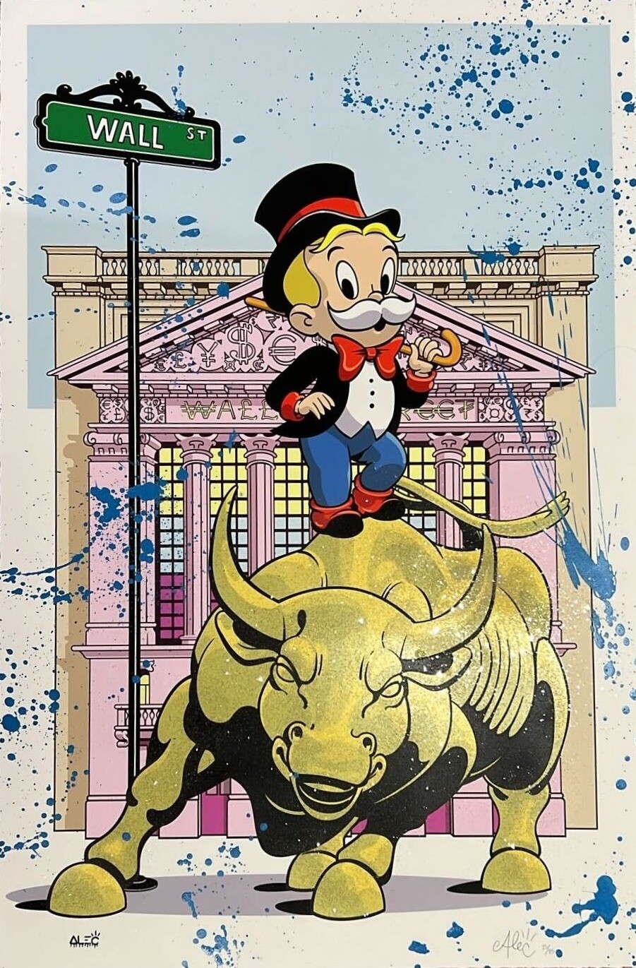 Alec Monopoly, Hand Finished Gold Wall Street Bull Alec Monopoly, Hand Finished Gold Wall Street Bull