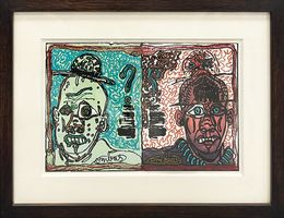 Peinture, Double tête africaine, Robert Combas