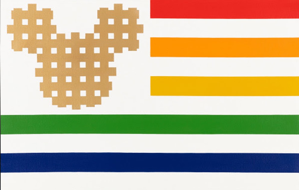 Konstantin Benkovich, Flag with Gold Mickey Rainbow Stripes Konstantin Benkovich, Flag with Gold Mickey Rainbow Stripes