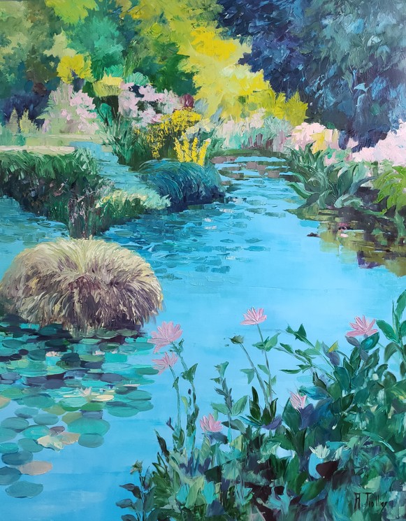 Agnès Tiollier, Joie du printemps, Peinture sur Lin