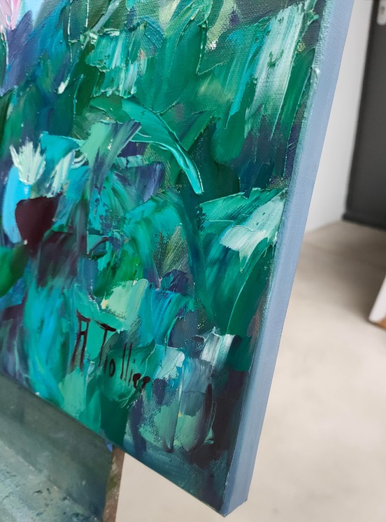 Agnès Tiollier, Joie du printemps, Peinture sur Lin