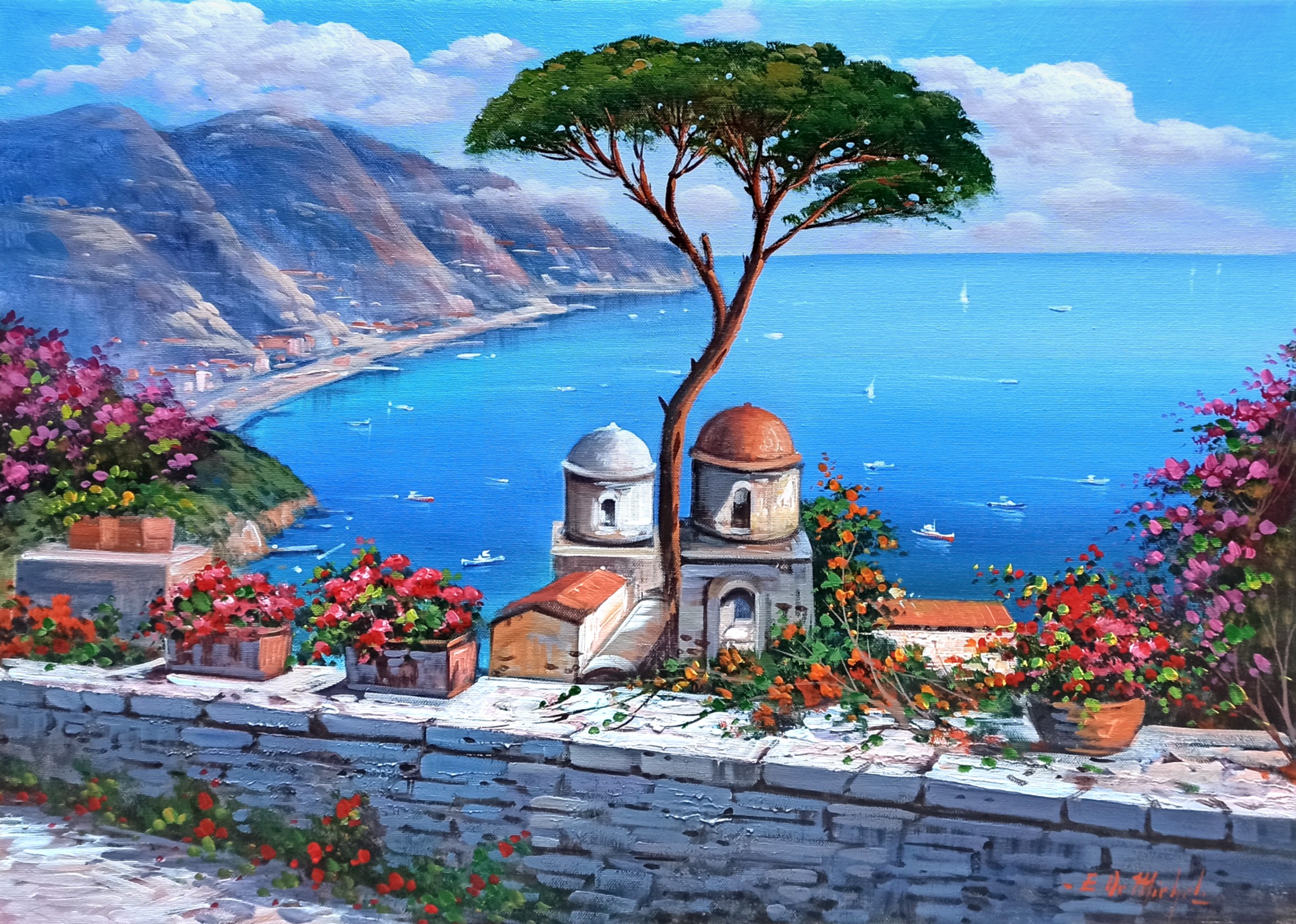 Ernesto De Michele, Belvedere on the sea - Ravello Italy painting Ernesto De Michele, Belvedere on the sea - Ravello Italy painting