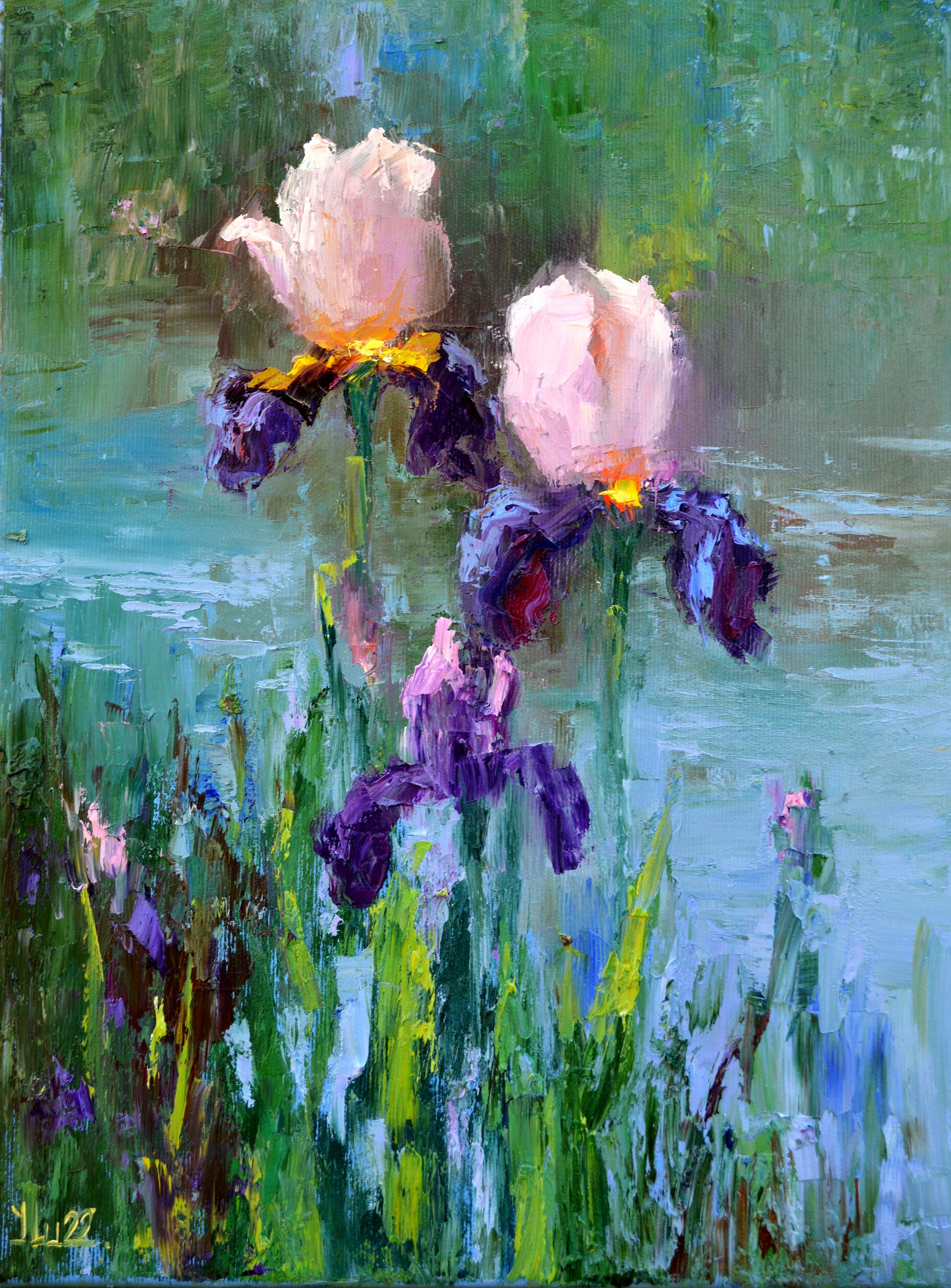 Elena Lukina, Three Irises by the pond Elena Lukina, Three Irises by the pond