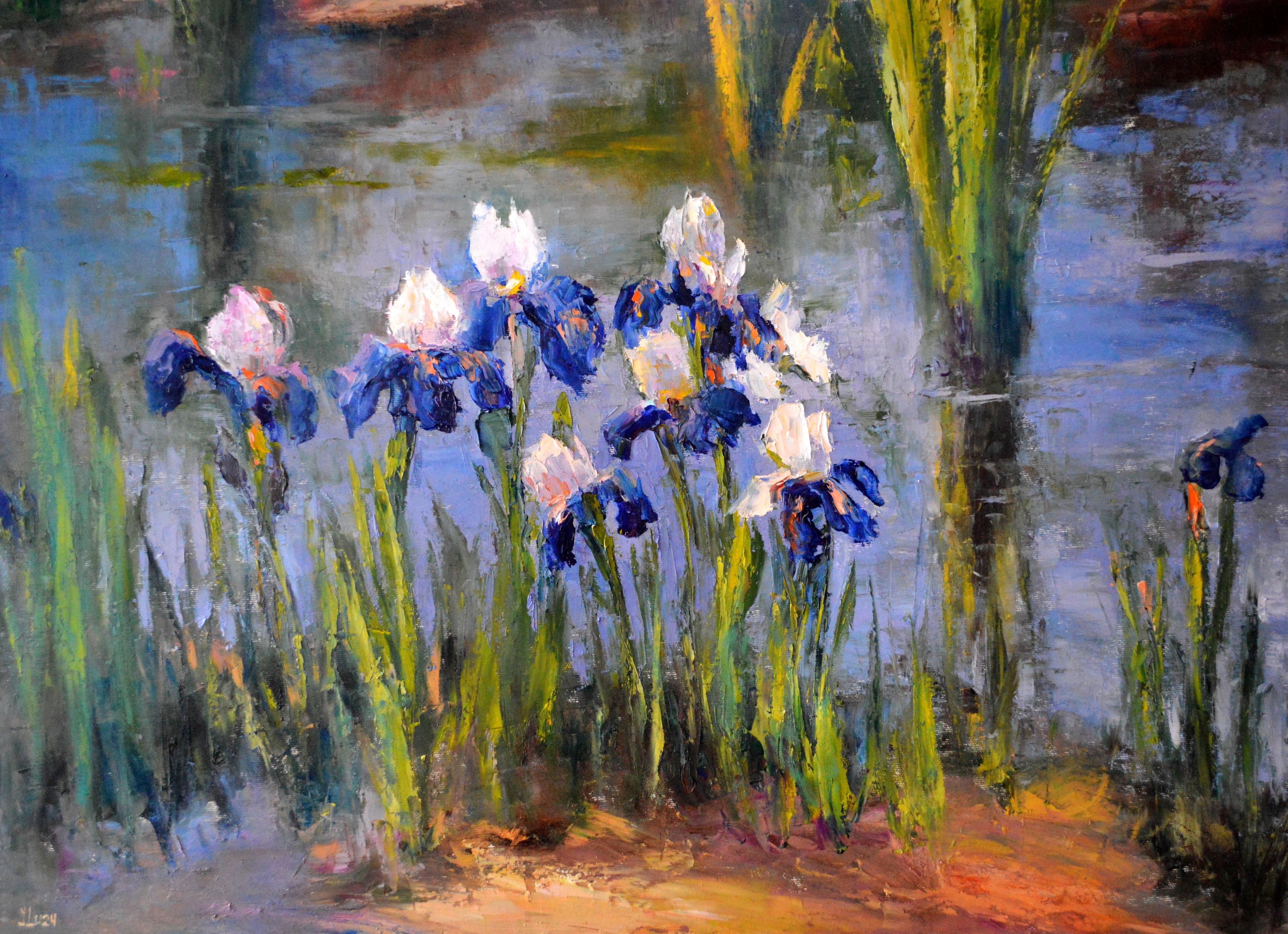 Elena Lukina, Pond with beautiful irises Elena Lukina, Pond with beautiful irises
