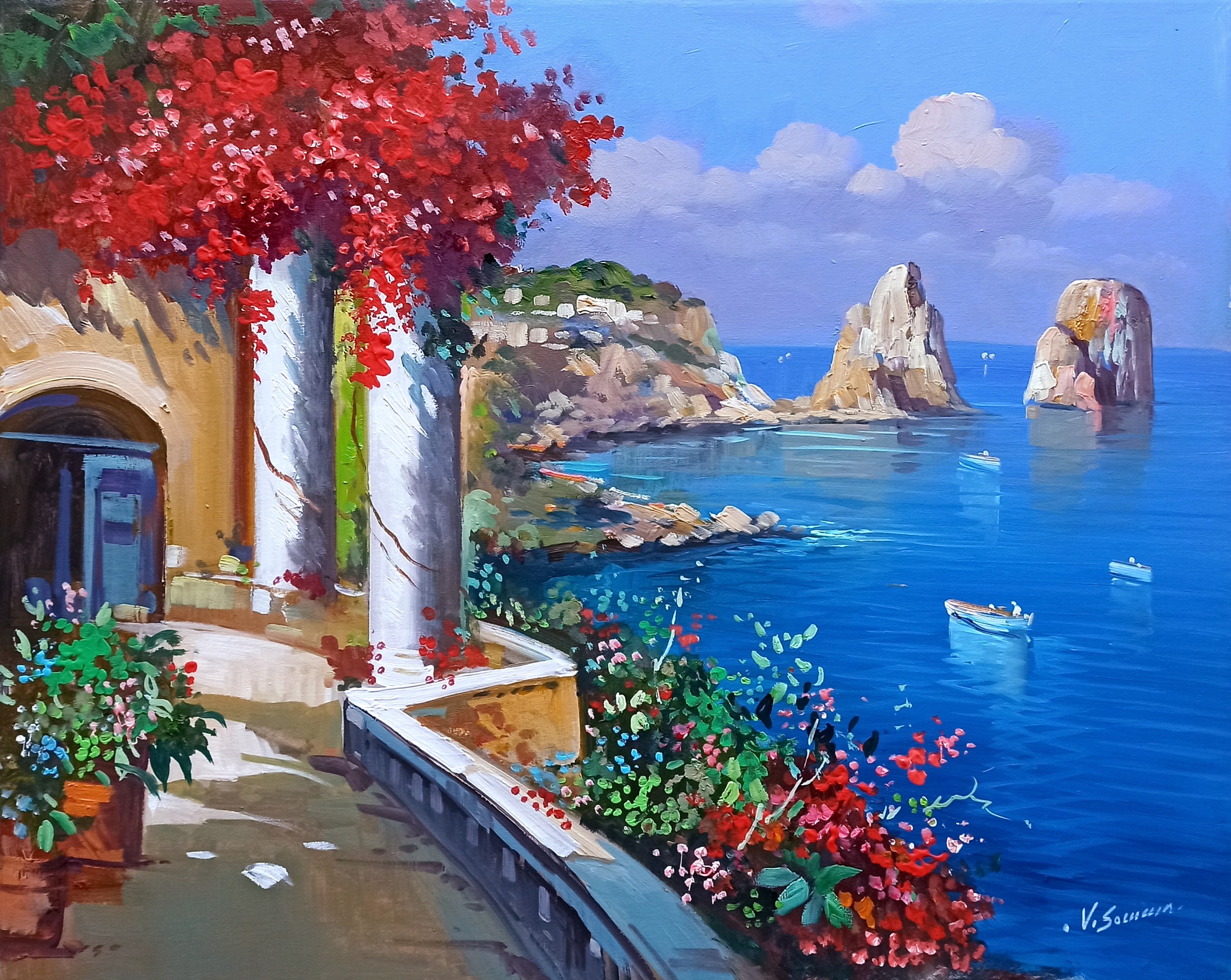 Vincenzo Somma, View of the Stacks - Capri Italy painting Vincenzo Somma, View of the Stacks - Capri Italy painting