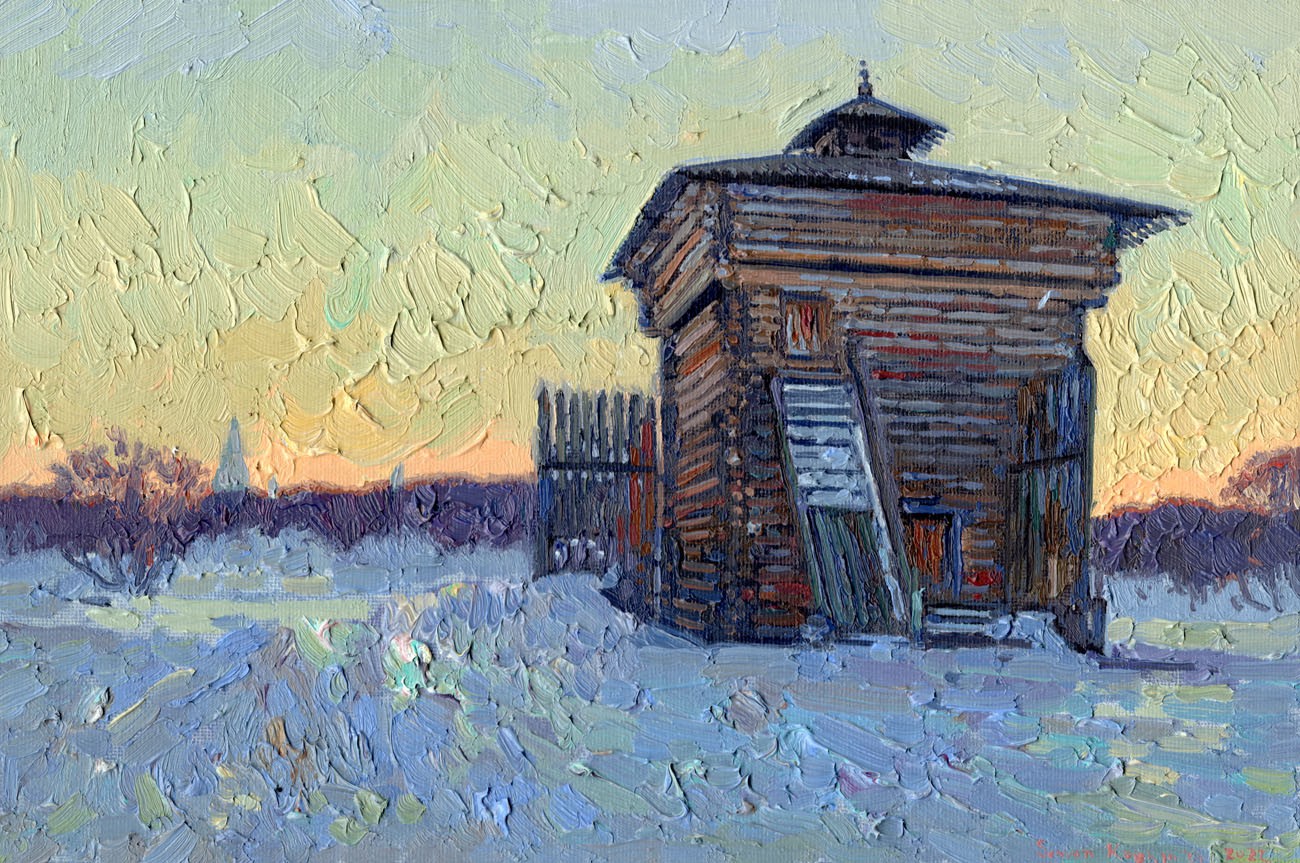 Simon Kozhin, Sunset. February. Tower of the Bratsk Ostrog. Kolomenskoye Simon Kozhin, Sunset. February. Tower of the Bratsk Ostrog. Kolomenskoye