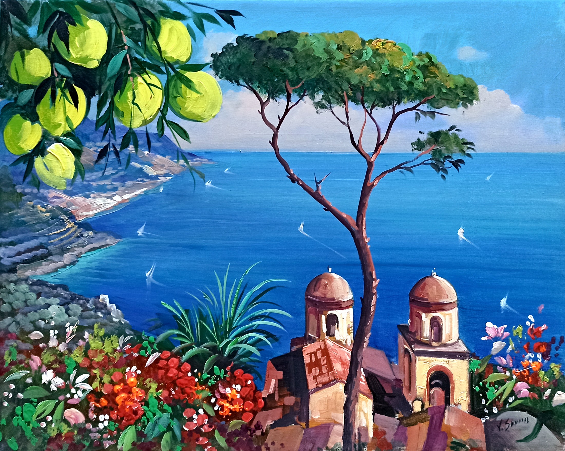 Vincenzo Somma, Nature on the coast - Ravello Italy painting Vincenzo Somma, Nature on the coast - Ravello Italy painting