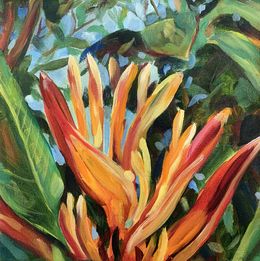 Painting, Heliconia exotic flower, Momalyu Liubov Kriuchkova